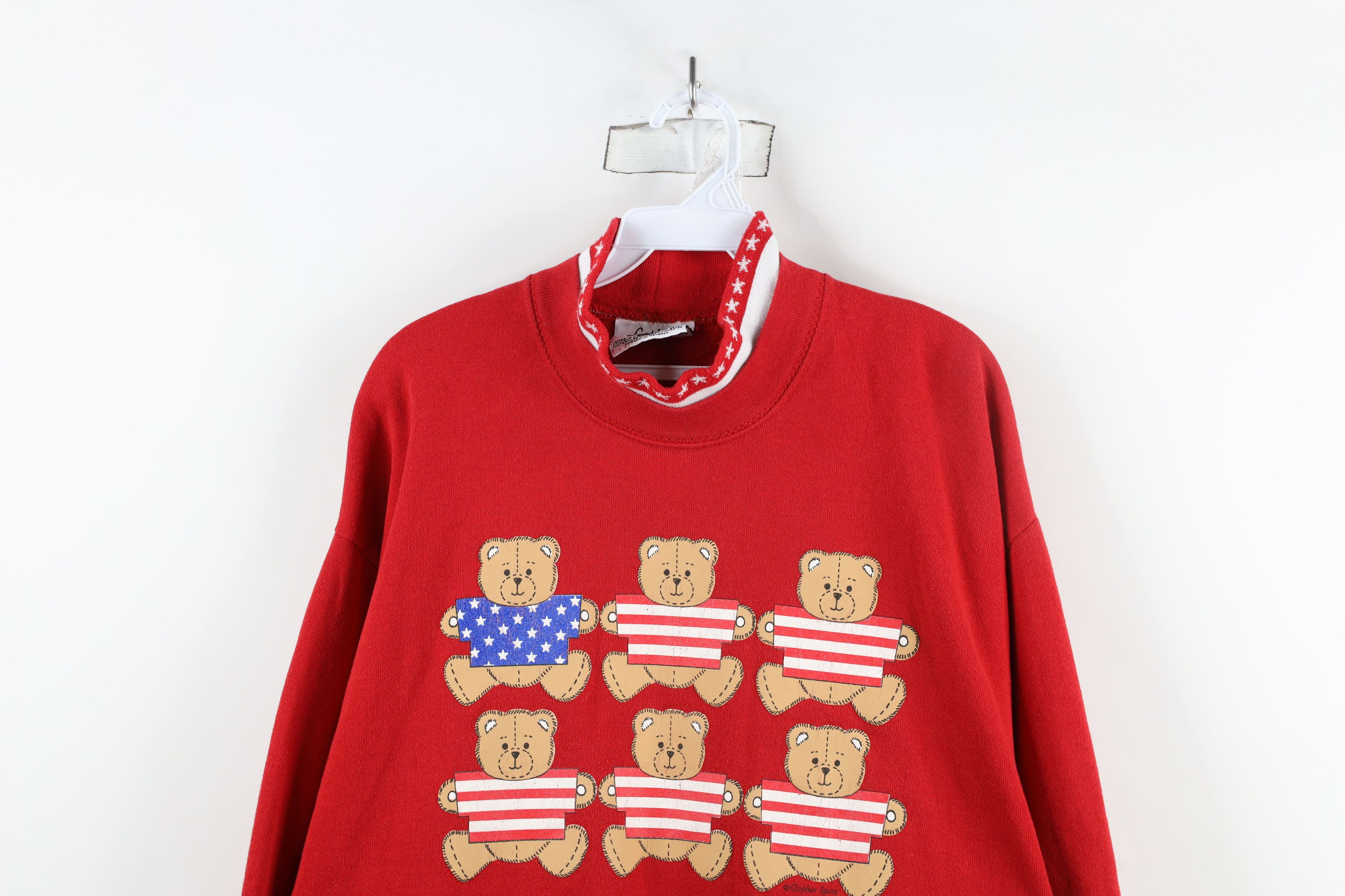 Vintage Vintage 90s Streetwear USA American Flag Sweatshirt USA Size L / US 10 / IT 46 - 2 Thumbnail