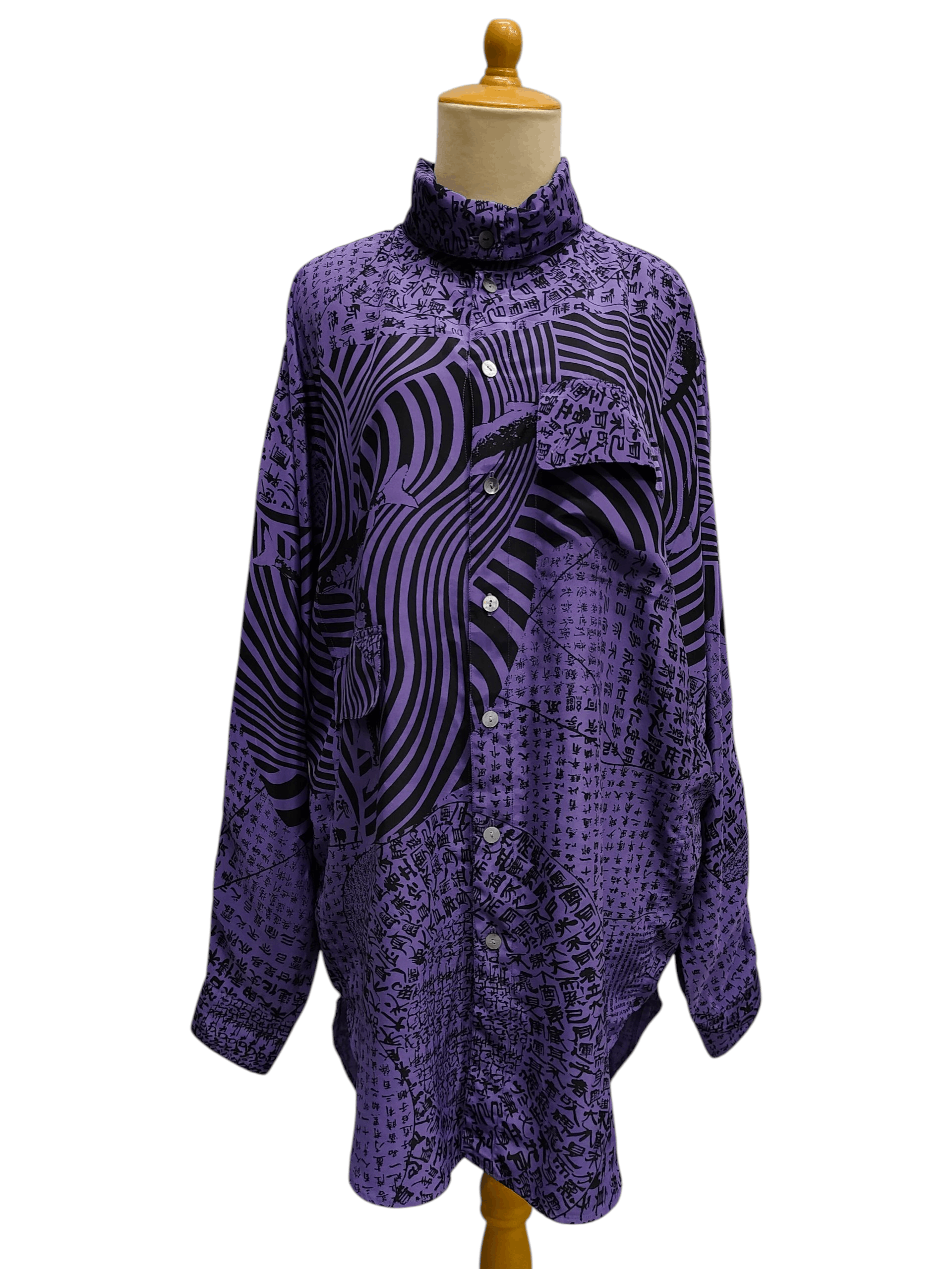 Kansai Yamamoto ARCHIVED📕80s Kansai O2 AOP Japanese Art Graphic Dress Shirt Size US L / EU 52-54 / 3 - 4 Thumbnail