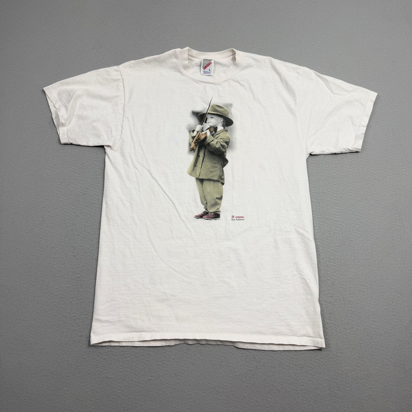 Vintage Vintage Kim Anderson Violin Boy Art Photo Shirt Men's Large Size US L / EU 52-54 / 3 - 1 Thumbnail