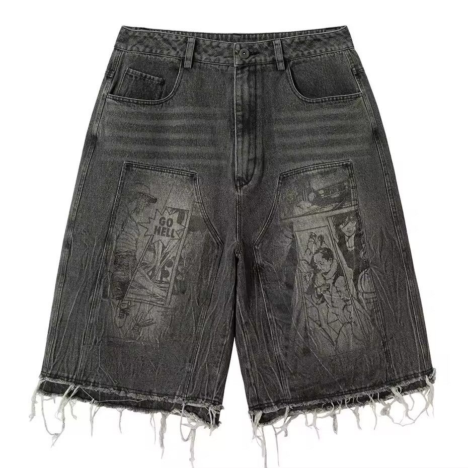 Other Washed Graphic Anime Distressed Baggy Shorts Size US 34 / EU 50 - 5 Thumbnail
