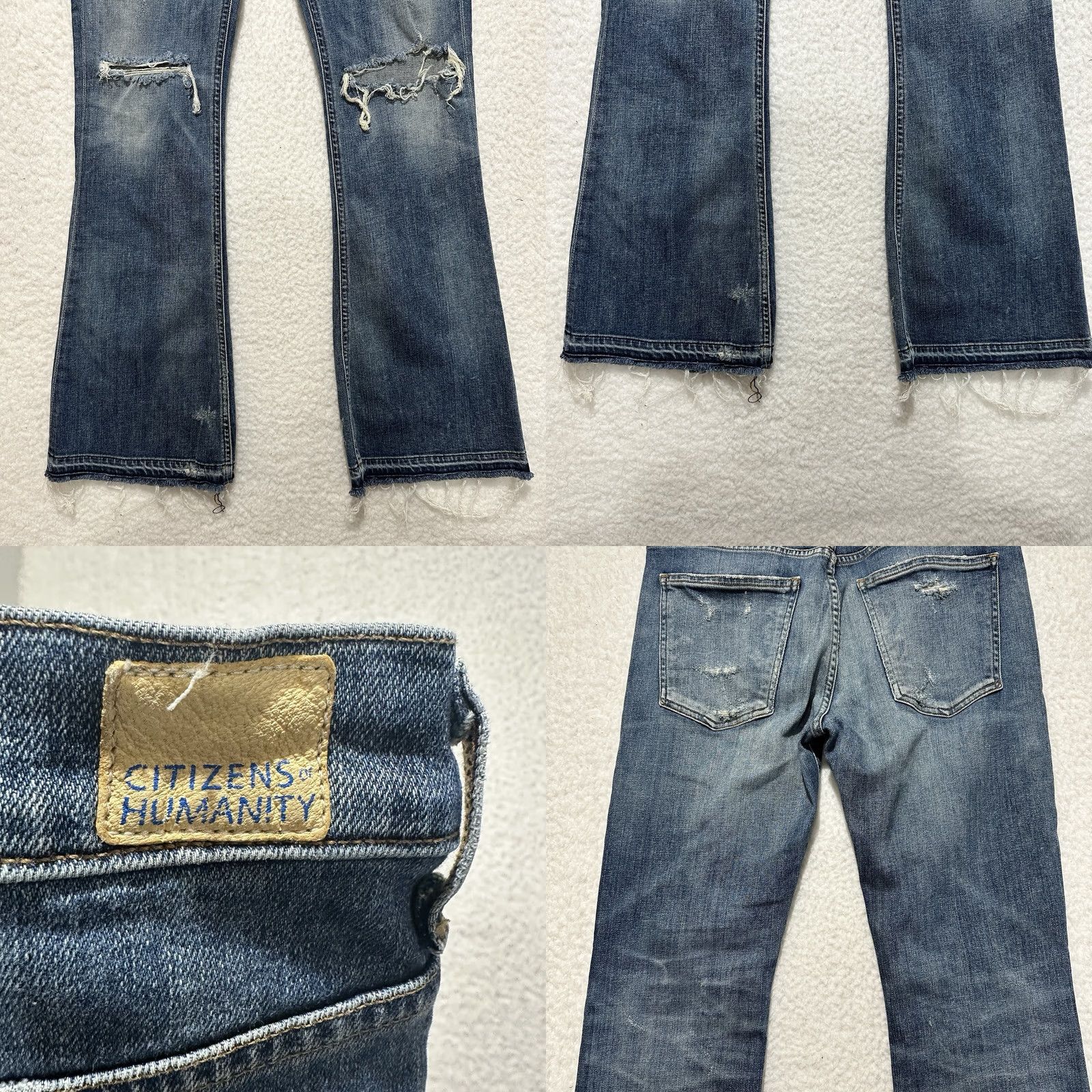 Citizens Of Humanity VINTAGE Citizens of Humanity Drew Flip Flop Flare Denim Jeans 28 Blue Womens Wide Leg 5-Pocket Distressed Jeans Size 28" / US 6 / IT 42 - 8 Thumbnail