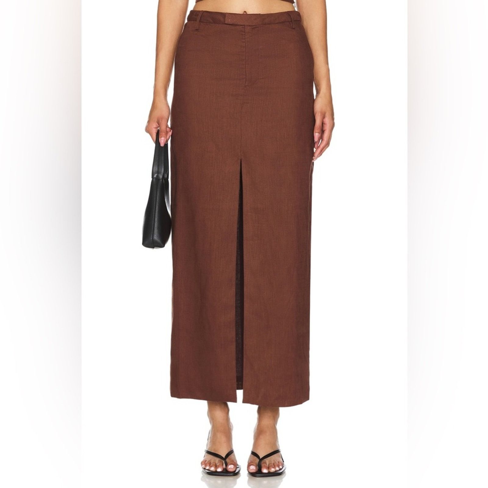 REVOLVE 120% Linol inen midi skirt 40 Brown Size 25" / US 0 / IT 36 - 1 Thumbnail