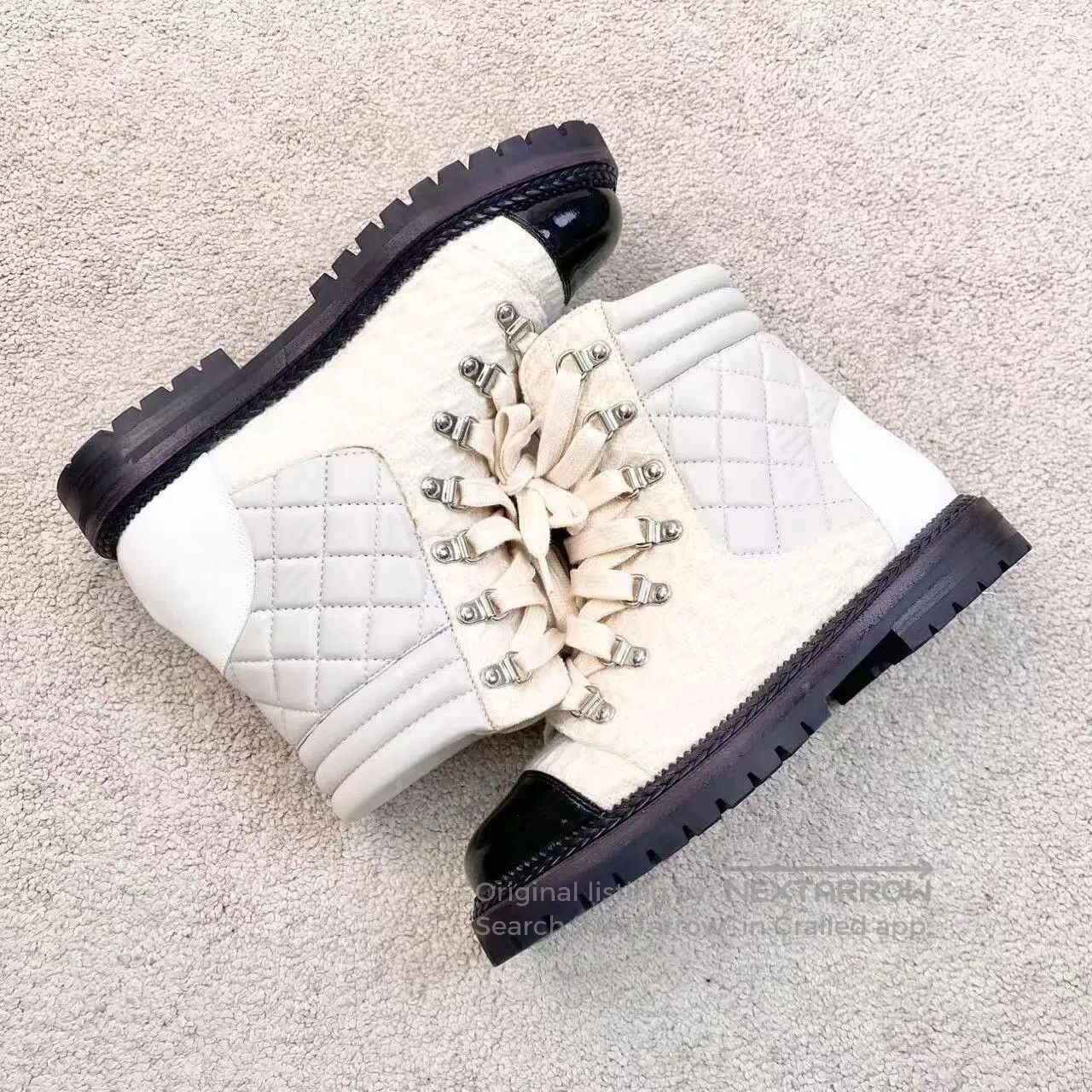 Chanel Chanel White diamond plaid Martin boots| Size US 6.5 / IT 36.5 - 4 Thumbnail