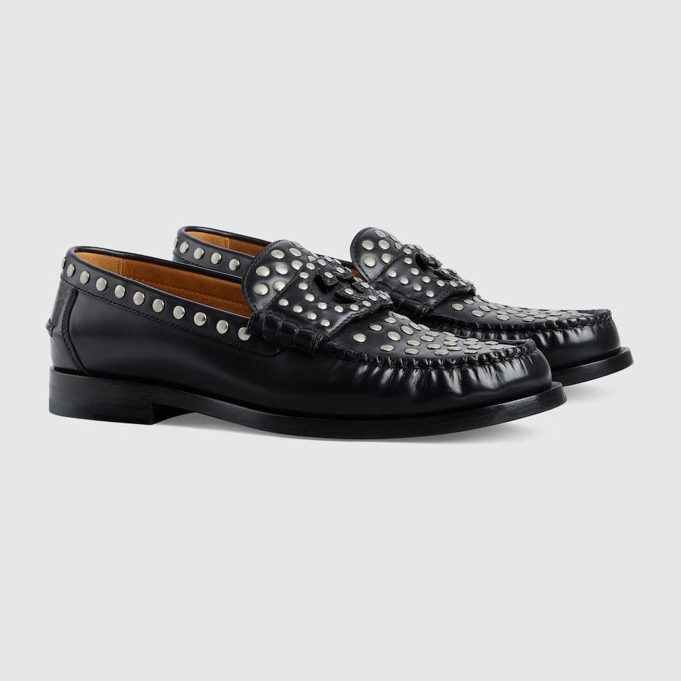 image of Gucci Interlocking G Loafer With Studs in Black, Men's (Size 11)