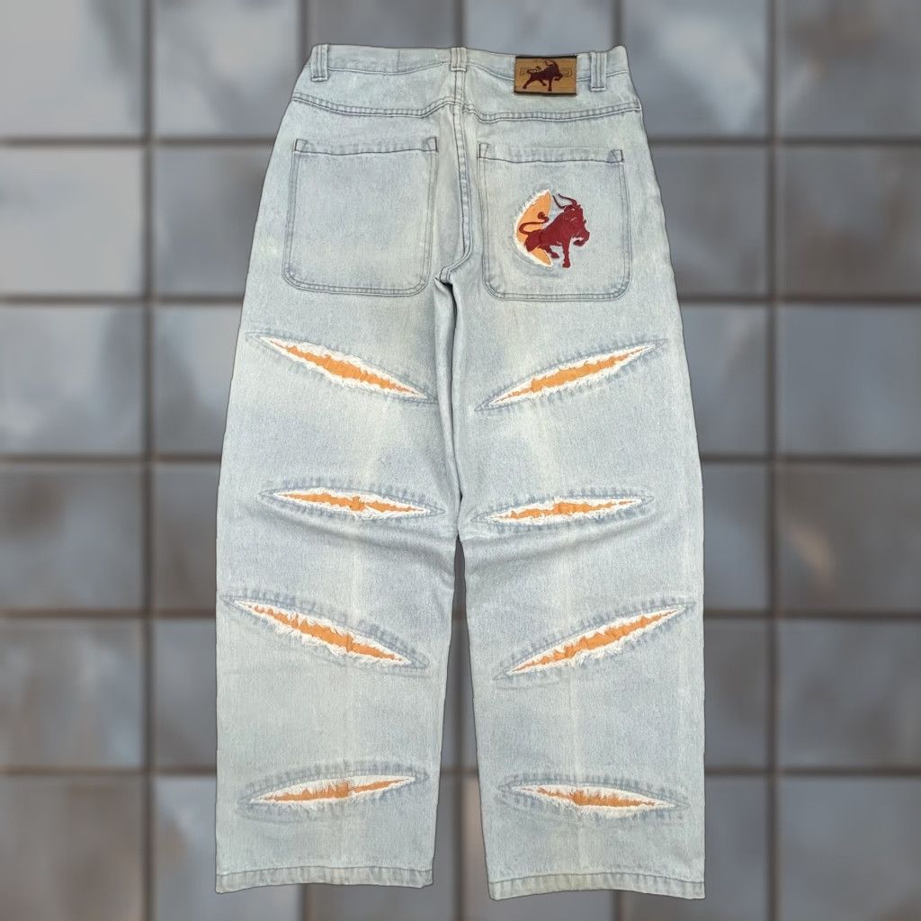 Vintage VINTAGE Paco Jeans Mens 34x30 Light Wash Baggy Wide-Leg Red Bull Y2K RARE Size US 34 / EU 50 - 1 Thumbnail