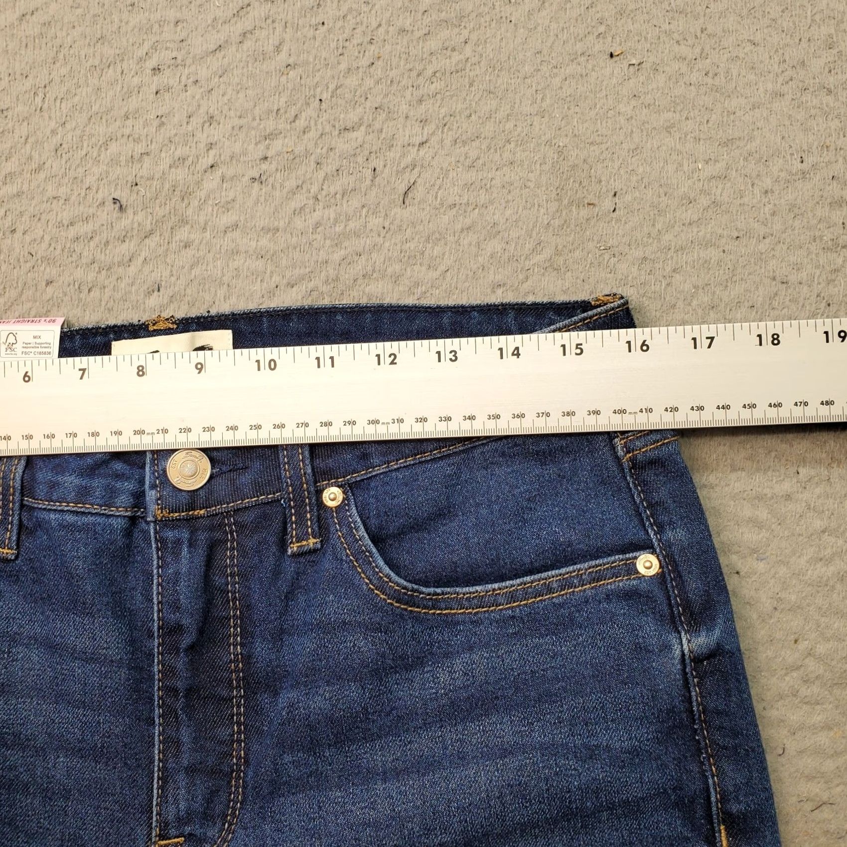 Vintage Seven7 Womens 6 Blue Denim Straight Jeans High Rise Comfort Stretch Signature Whiskered Classic 5-Pocket Regular Rise Jeans Size 28" / US 6 / IT 42 - 6 Thumbnail