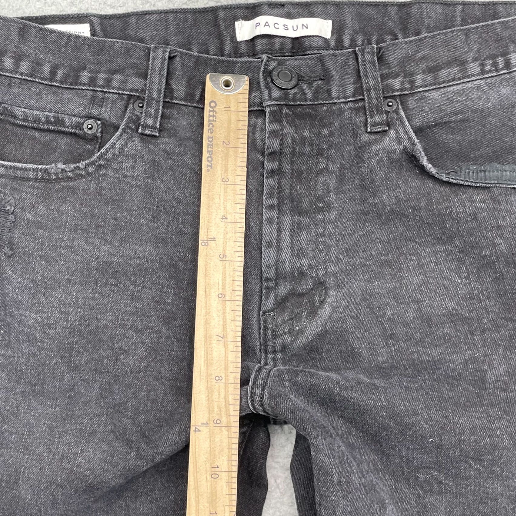 Pacsun Pacsun Jeans 33x21 Black Crop Indie Skater Academia Grunge Stacked Skinny Mens Size US 33 - 6 Thumbnail