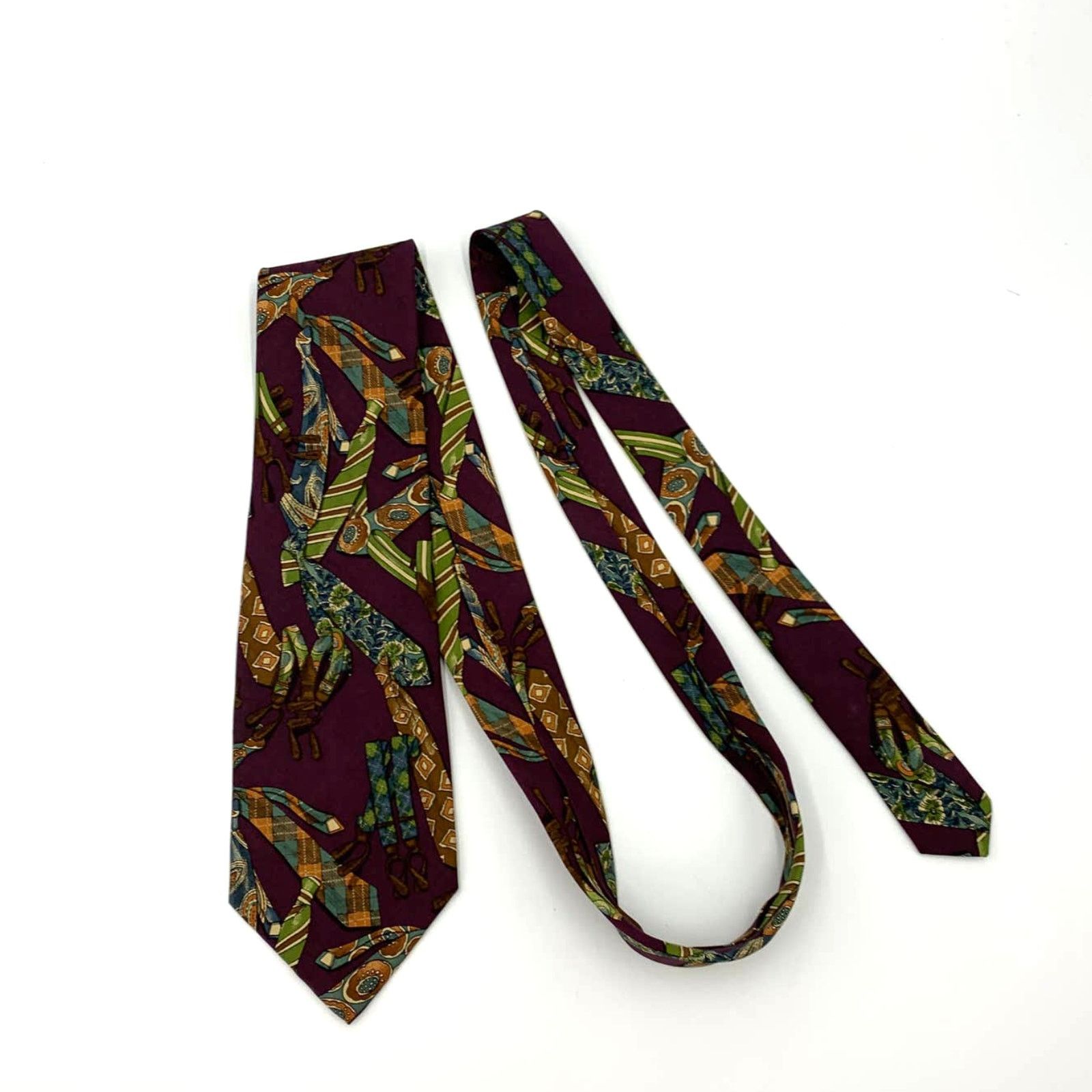 Polo Ralph Lauren × Vintage Polo Ralph Lauren Silk Tie 90s Necktie Print Burgundy Size ONE SIZE - 5 Thumbnail