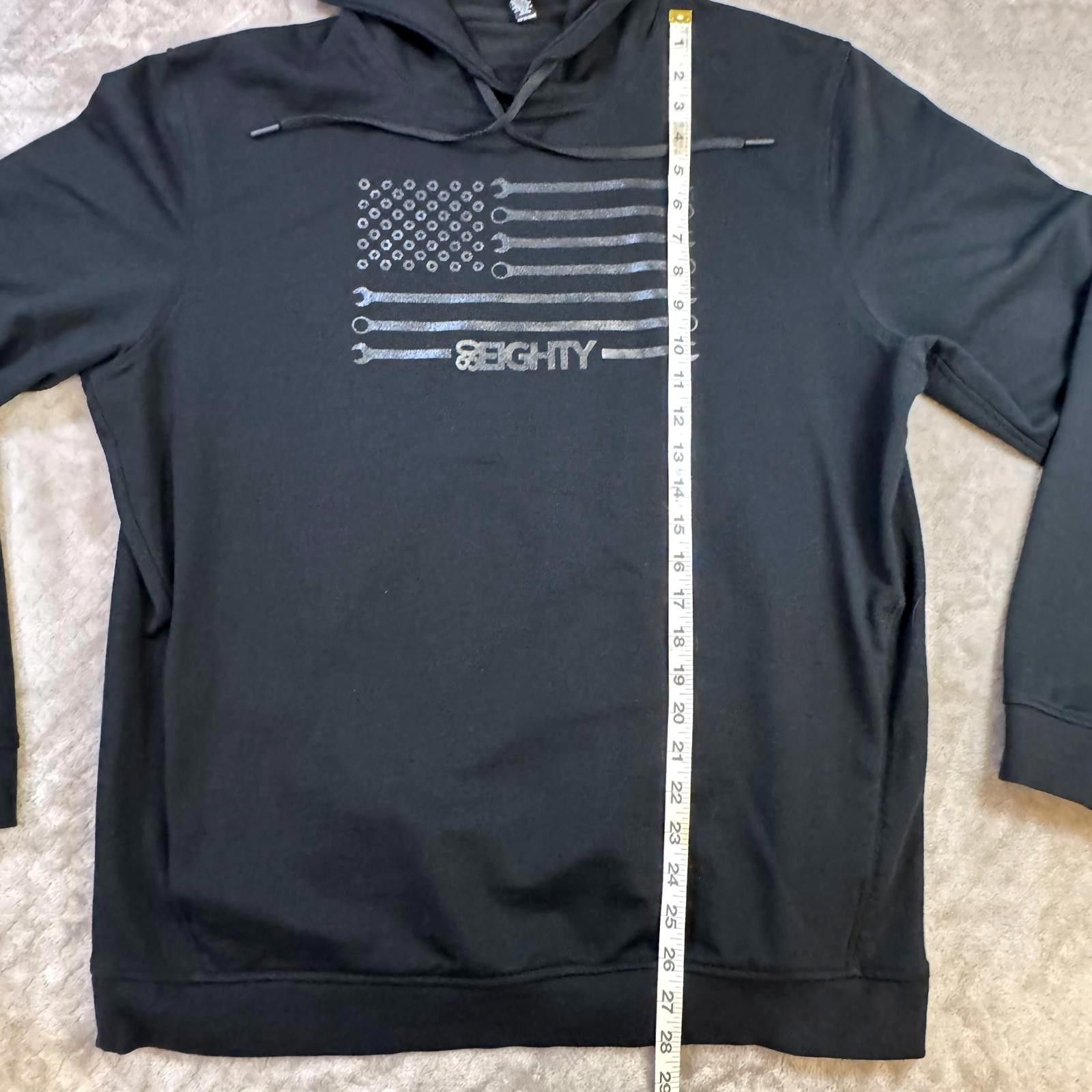 Designer Black Hoodie Men's Large Flag USA Patriotic Tools Mechanic Size US L / EU 52-54 / 3 - 10 Thumbnail