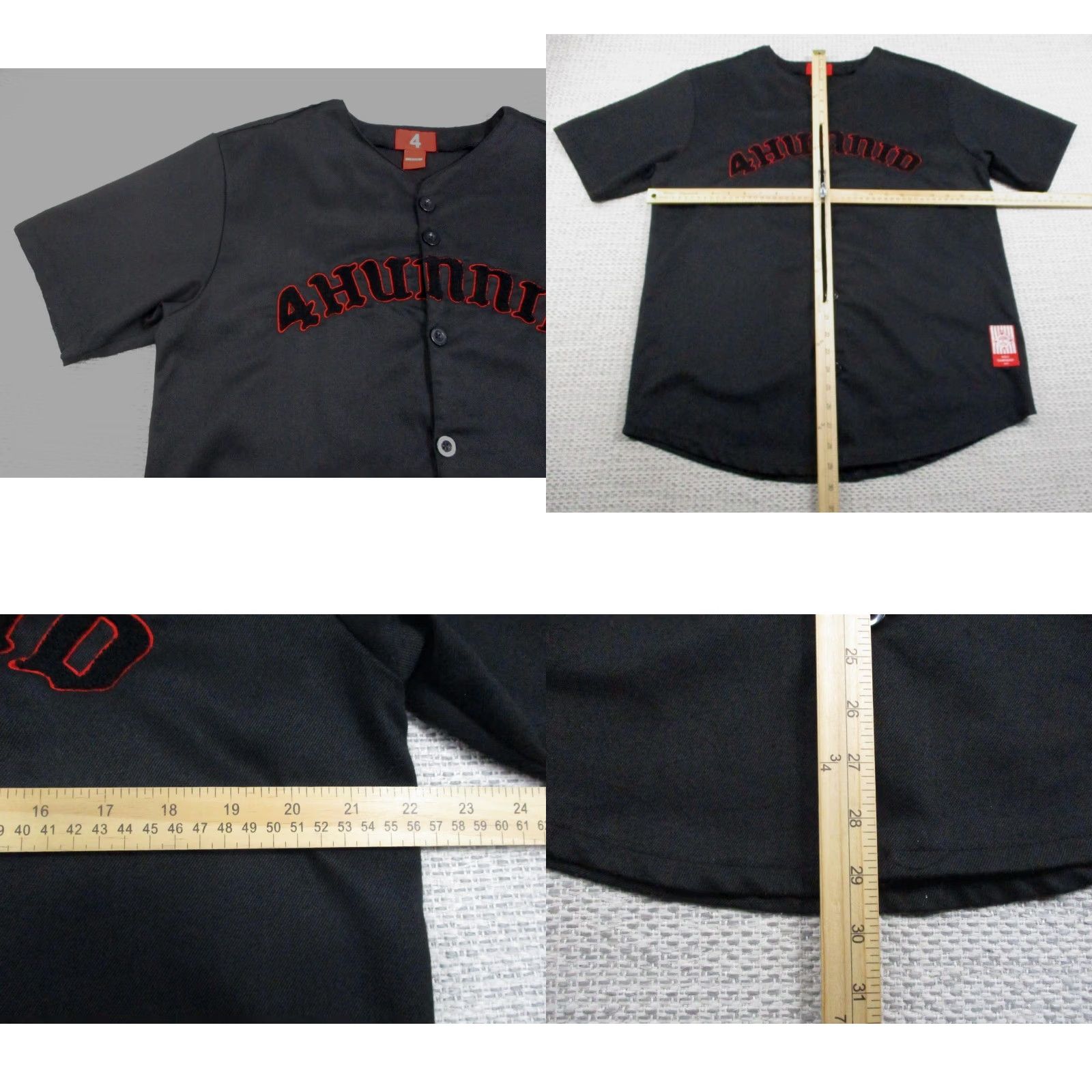Vintage 4Hunnid Baseball Jersey Shirt Mens M Black World Championship 2019 Button V-Neck Short Sleeve Embroidered Graphic Print Sports Men Size US M / EU 48-50 / 2 - 8 Thumbnail