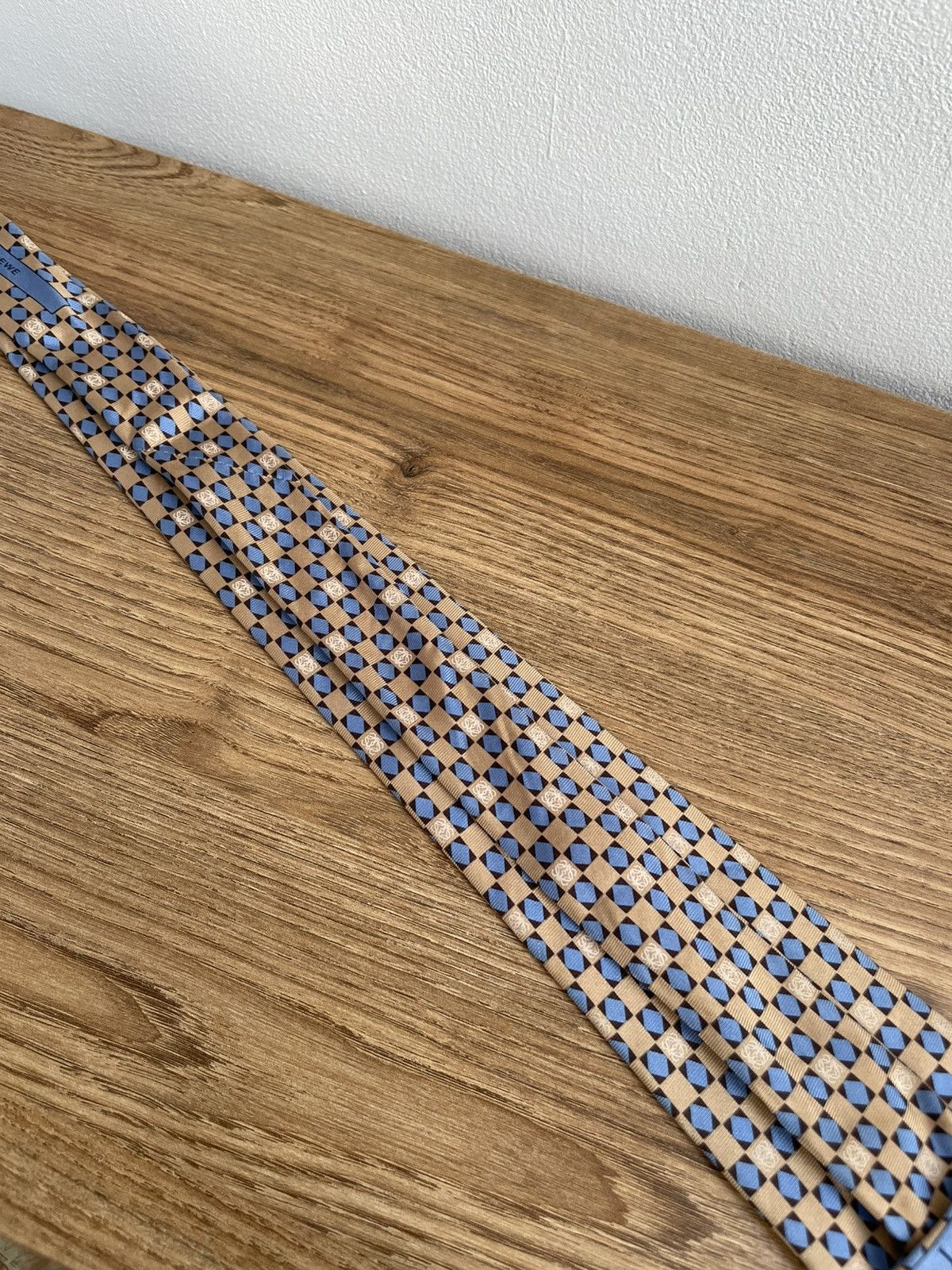 Loewe Loewe Madrid Silk Tie Monogram Logo Yellow Blue Mundo Loewe Size ONE SIZE - 4 Thumbnail