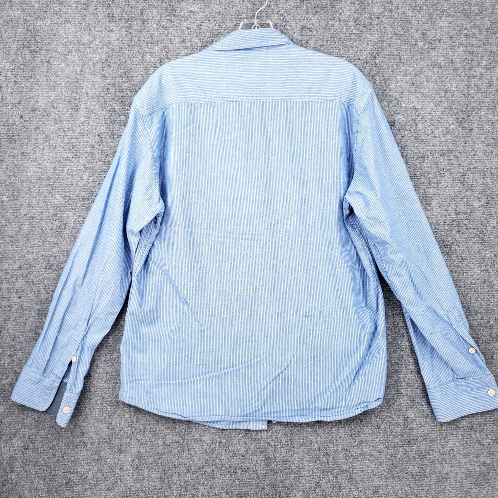 Vintage North Coast Button Up Shirt Mens L Large Blue Tailored Fit Long Sleeve Striped Size US L / EU 52-54 / 3 - 2 Thumbnail