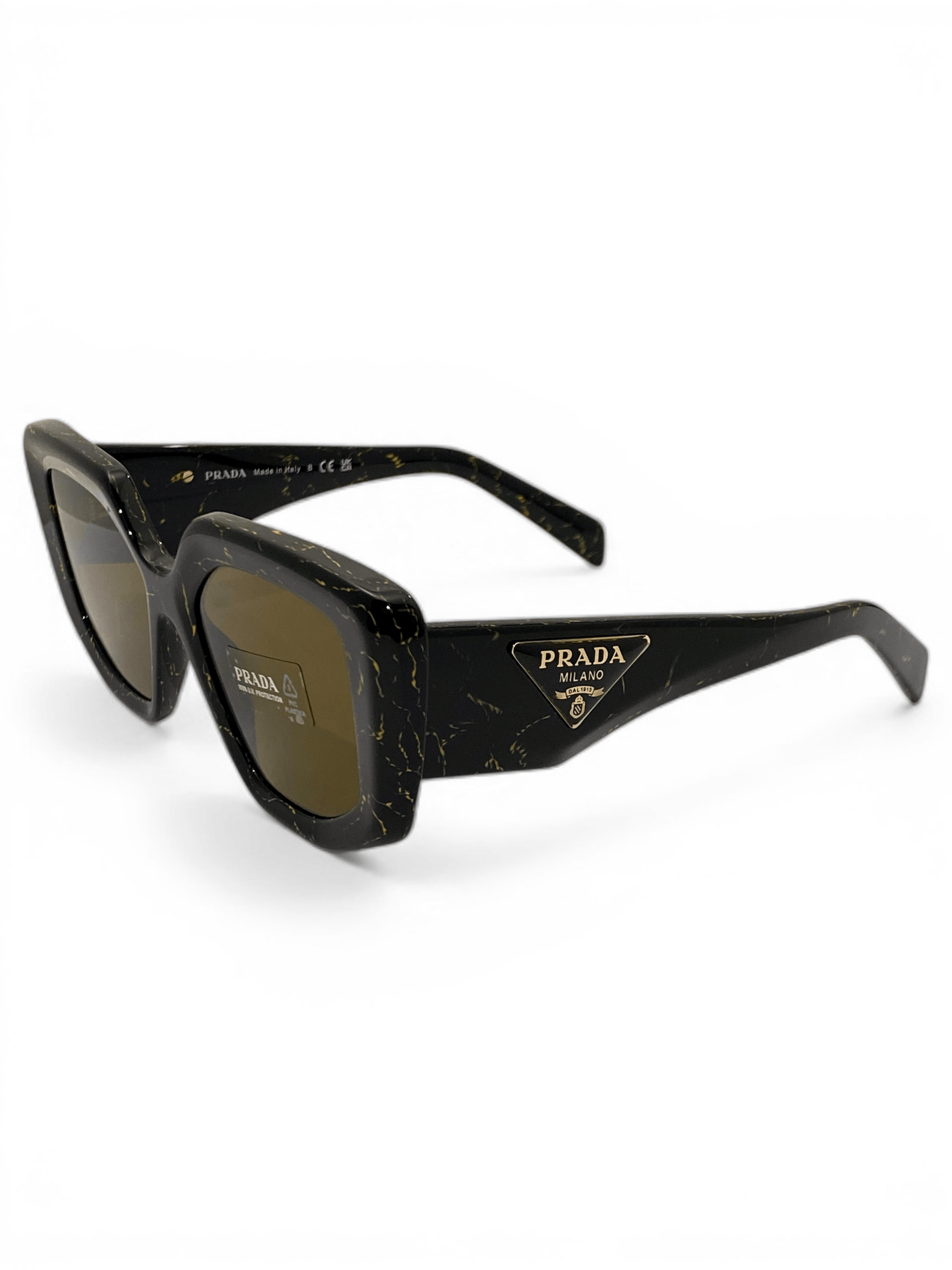Prada Prada Triangle Logo Oversized Retro Symbol Black Sunglasses Size ONE SIZE - 7 Thumbnail