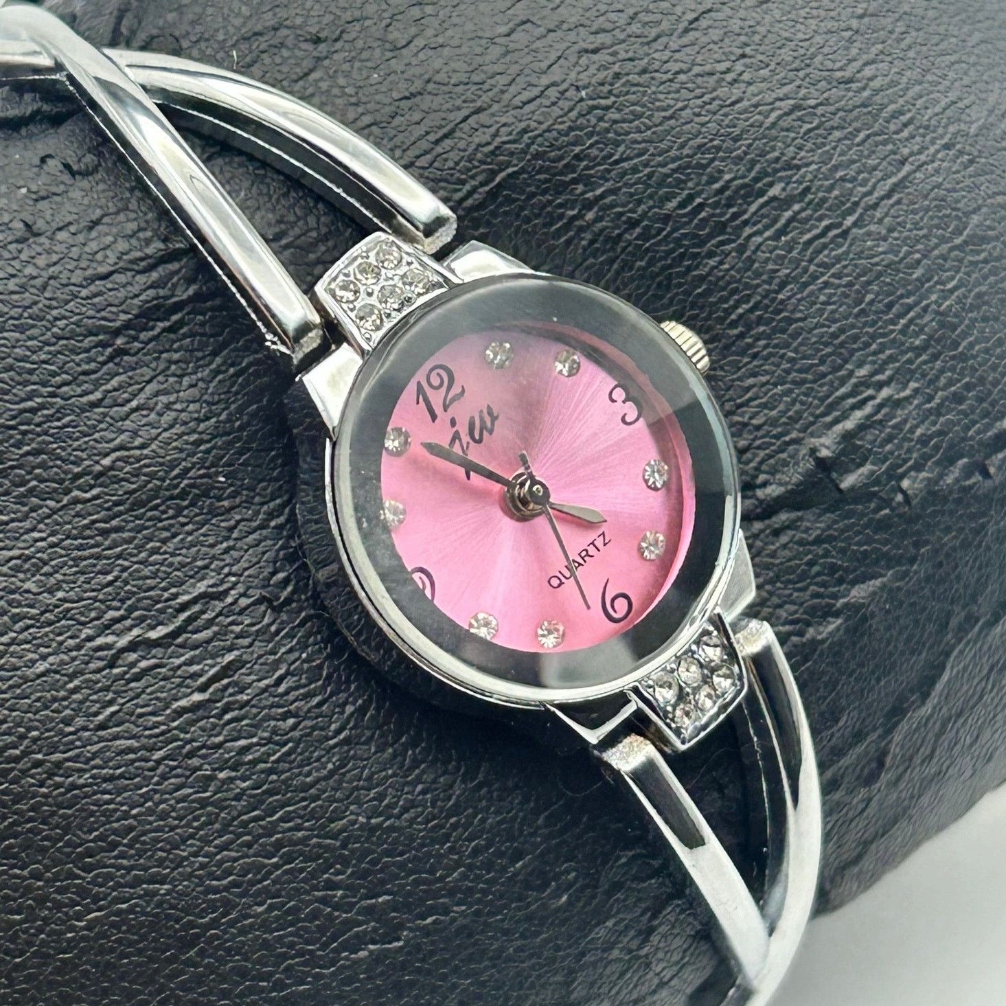 Other Women’s Silver Crystals Fashion Watch Pink Dial New Battery Size ONE SIZE - 2 Thumbnail