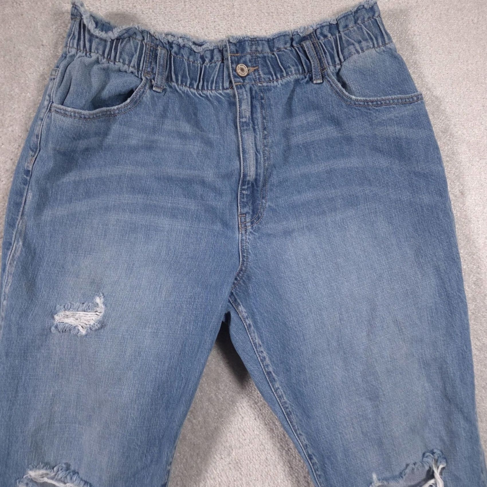 Vintage KanCan Jeans Womens 15/31 Blue Medium Wash High Rise Paperbag Distressed Jeans Size 36" / US 14 / IT 50 - 3 Thumbnail