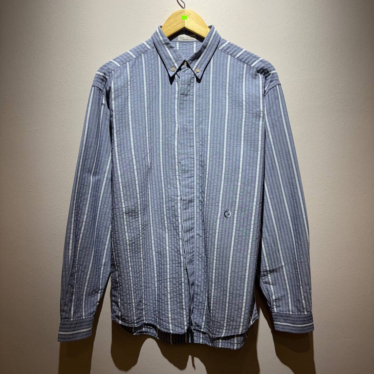 Versace Vintage Gianni Versace Striped Blue Button Down Shirt Size US XL / EU 56 / 4 - 1 Thumbnail