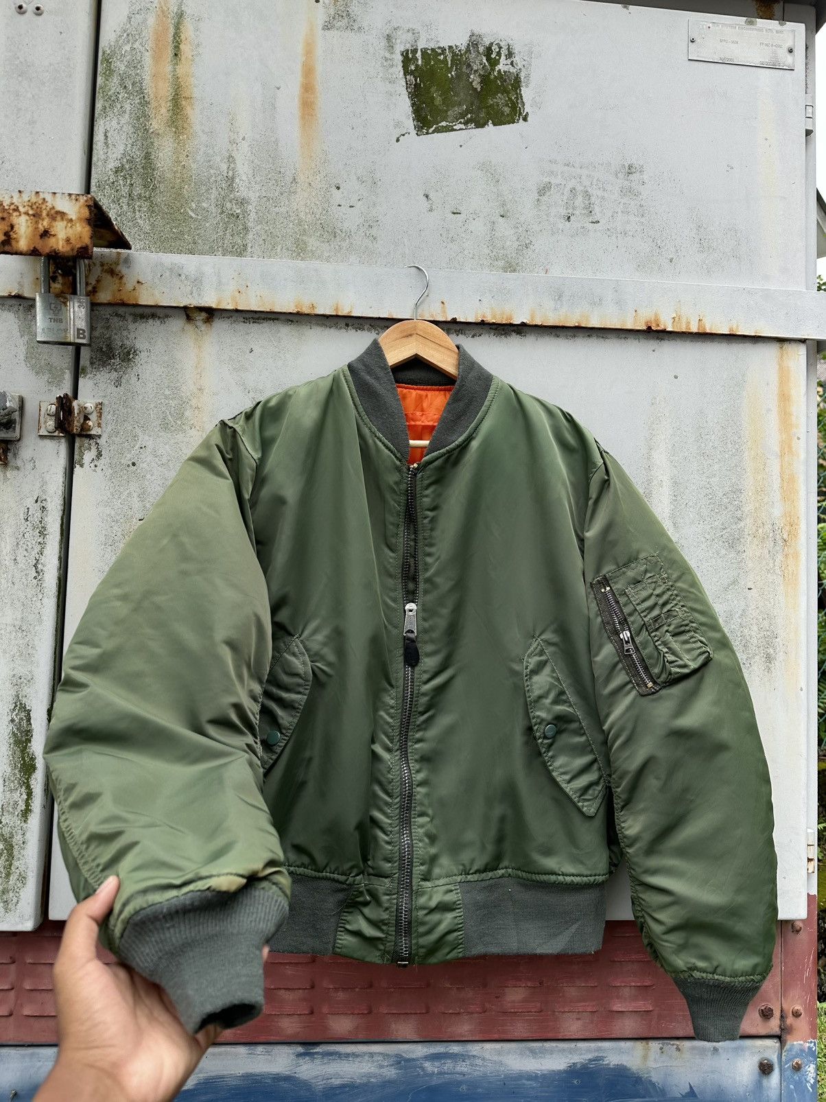 Vintage 🪖Vintage MA-1 Man Intermediate Bomber Jacket Made In USA Size US L / EU 52-54 / 3 - 6 Thumbnail