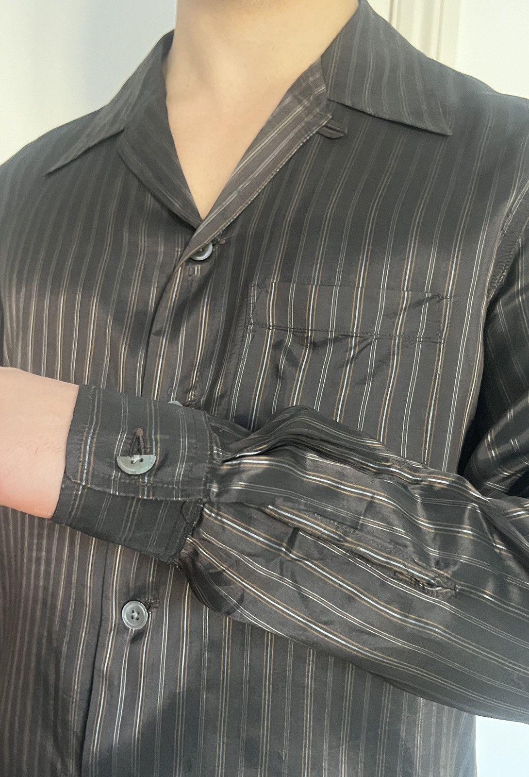 Our Legacy Our Legacy Camp-Collar Striped Shirt Brown Size US S / EU 44-46 / 1 - 4 Thumbnail