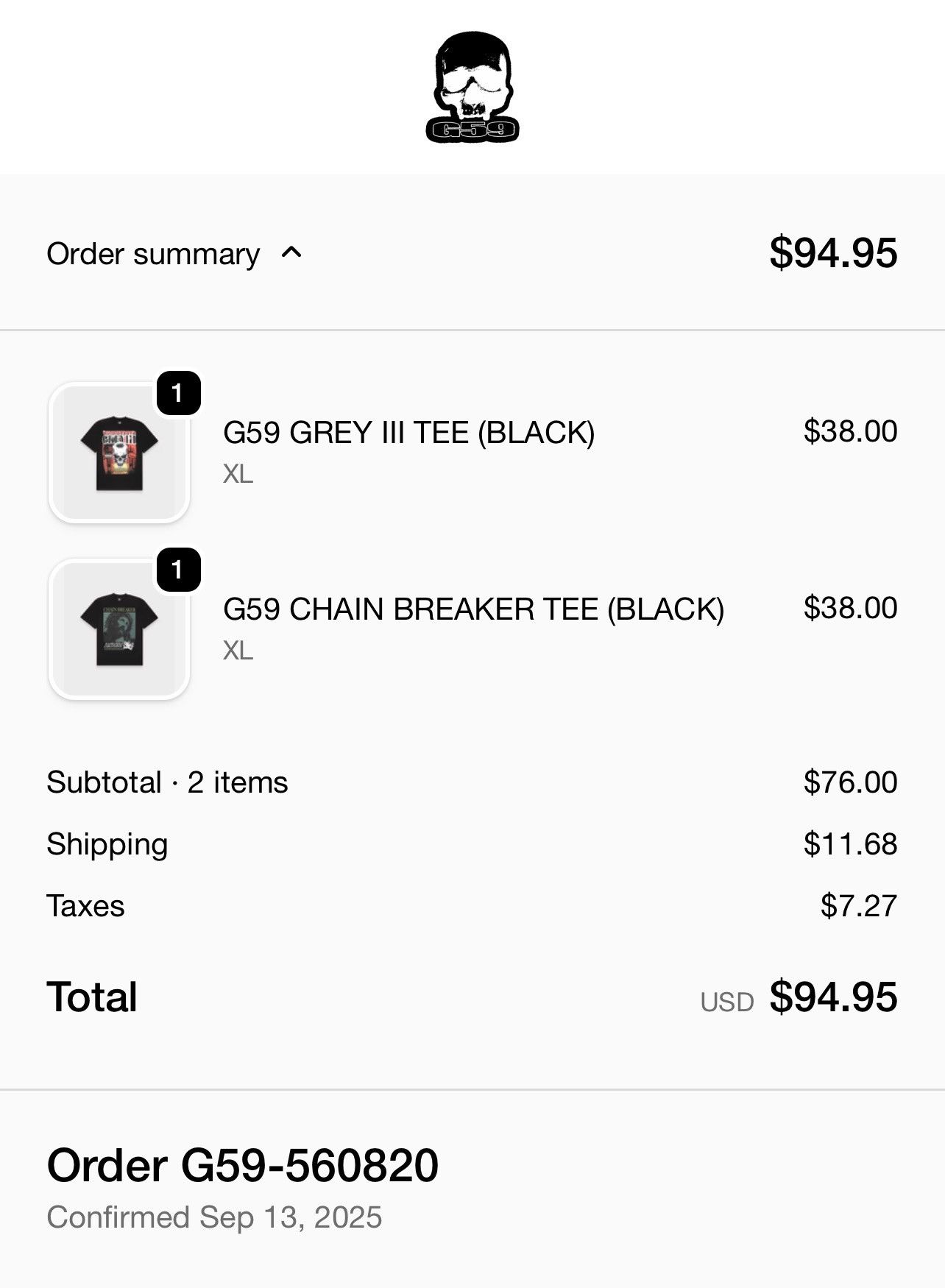 G59 Records G59 Shirt Size XL Size US XL / EU 56 / 4 - 5 Thumbnail