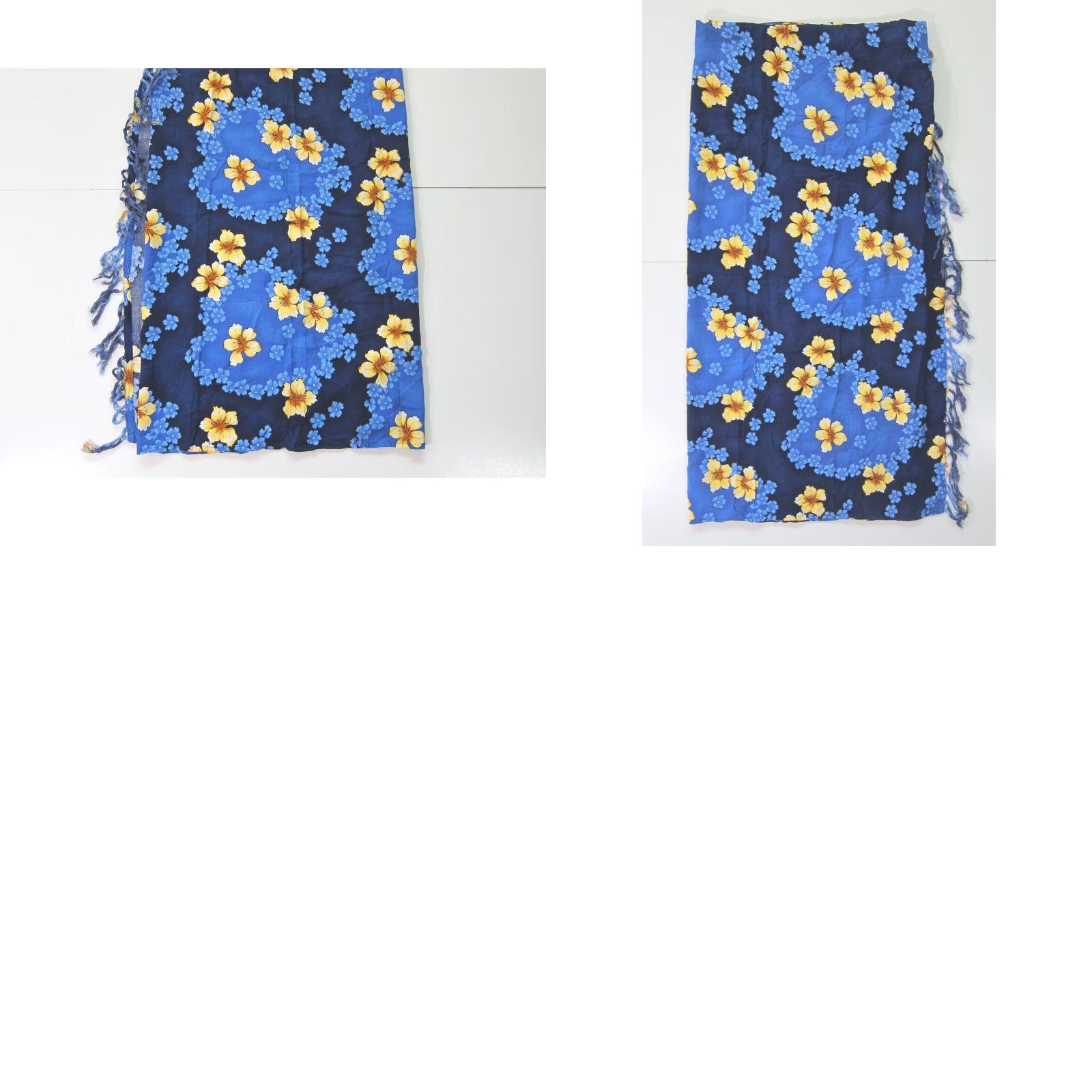 CO VINTAGE Marcia & Me & Co 100% Rayon Blue Yellow Floral Hawaiian Wrap Skirt Large Size 36" / US 14 / IT 50 - 8 Thumbnail