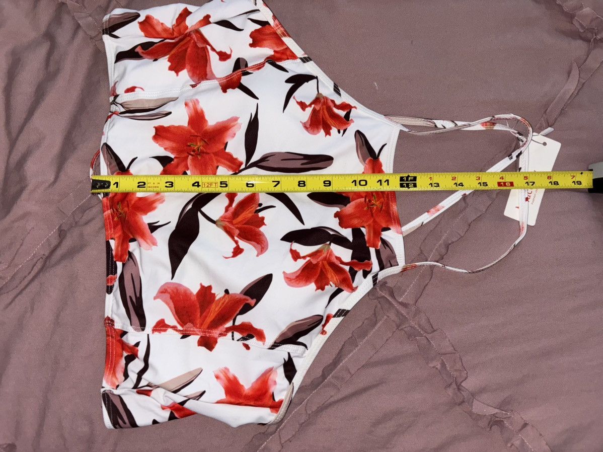 Other Macolily Orange White Floral Tie Back Bikini Top Sz L NWT Size L / US 10 / IT 46 - 12 Thumbnail