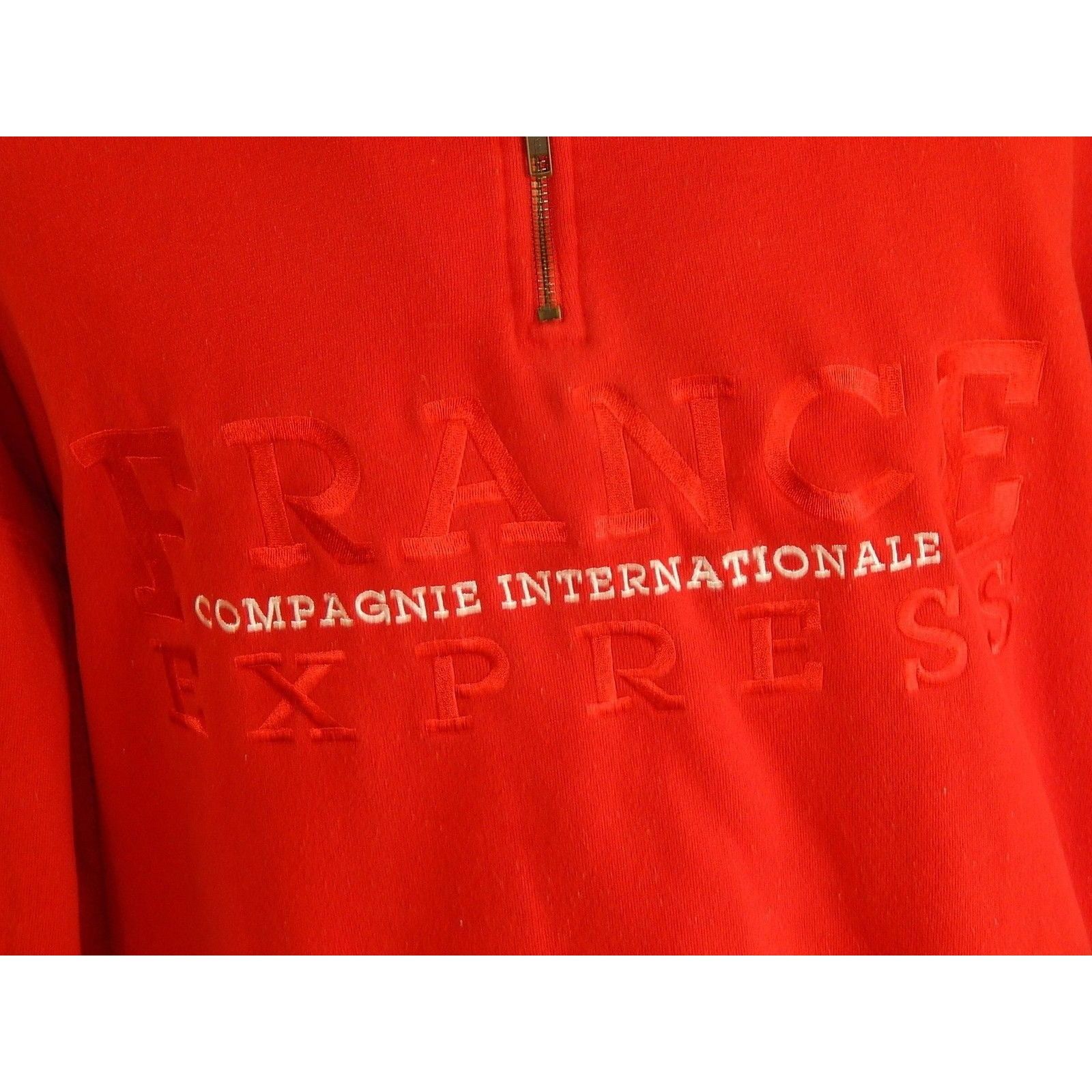Express Vtg Express Red FRANCE 1/2 Zip HiP HoP SweatShirt Size US XL / EU 56 / 4 - 4 Thumbnail