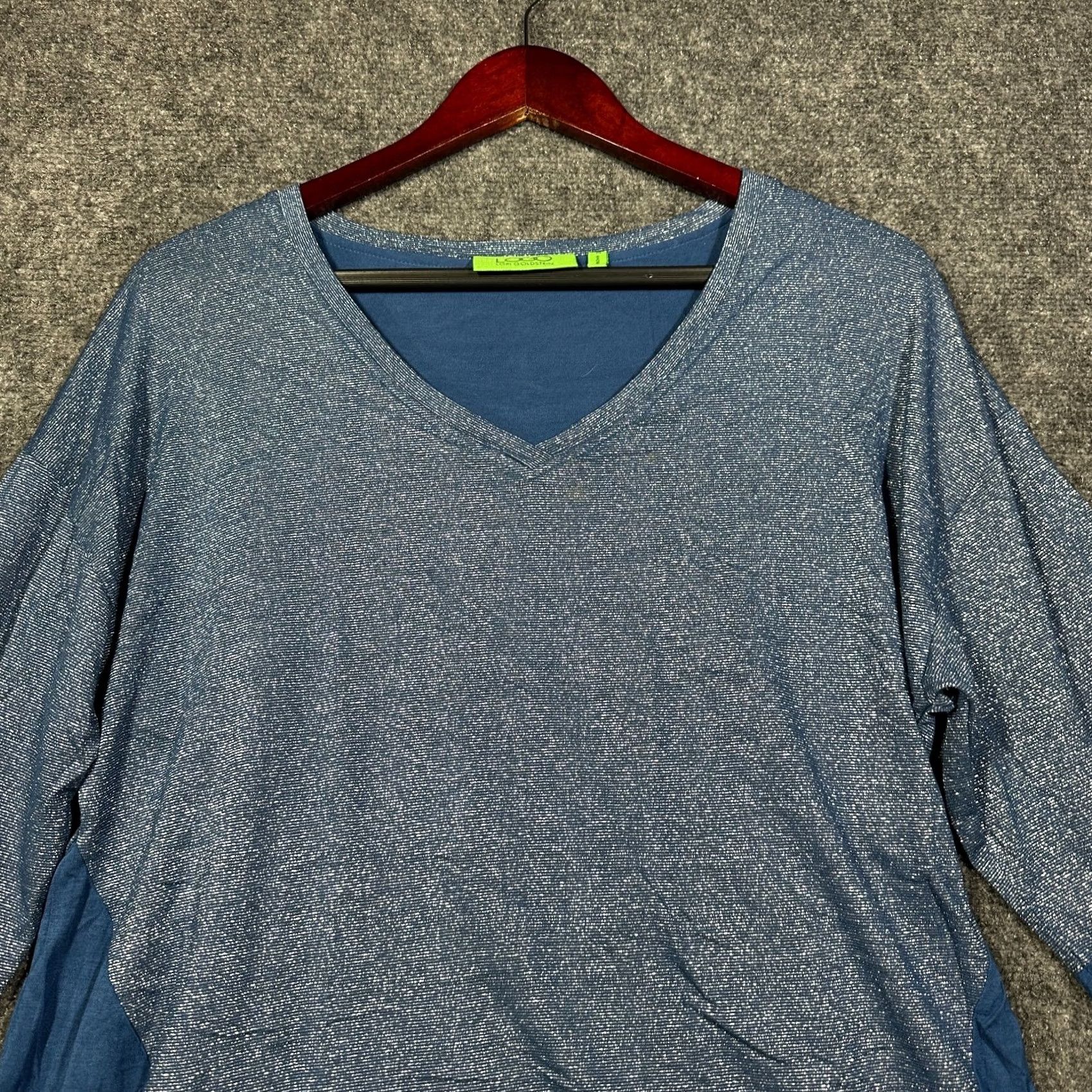Vintage LOGO Lori Goldstein Womens Tunic Top Blue Silver Metallic Sparkle Logo by Lori Goldstein TUnique Tunic? (reordered per rules) Size M / US 6-8 / IT 42-44 - 4 Thumbnail