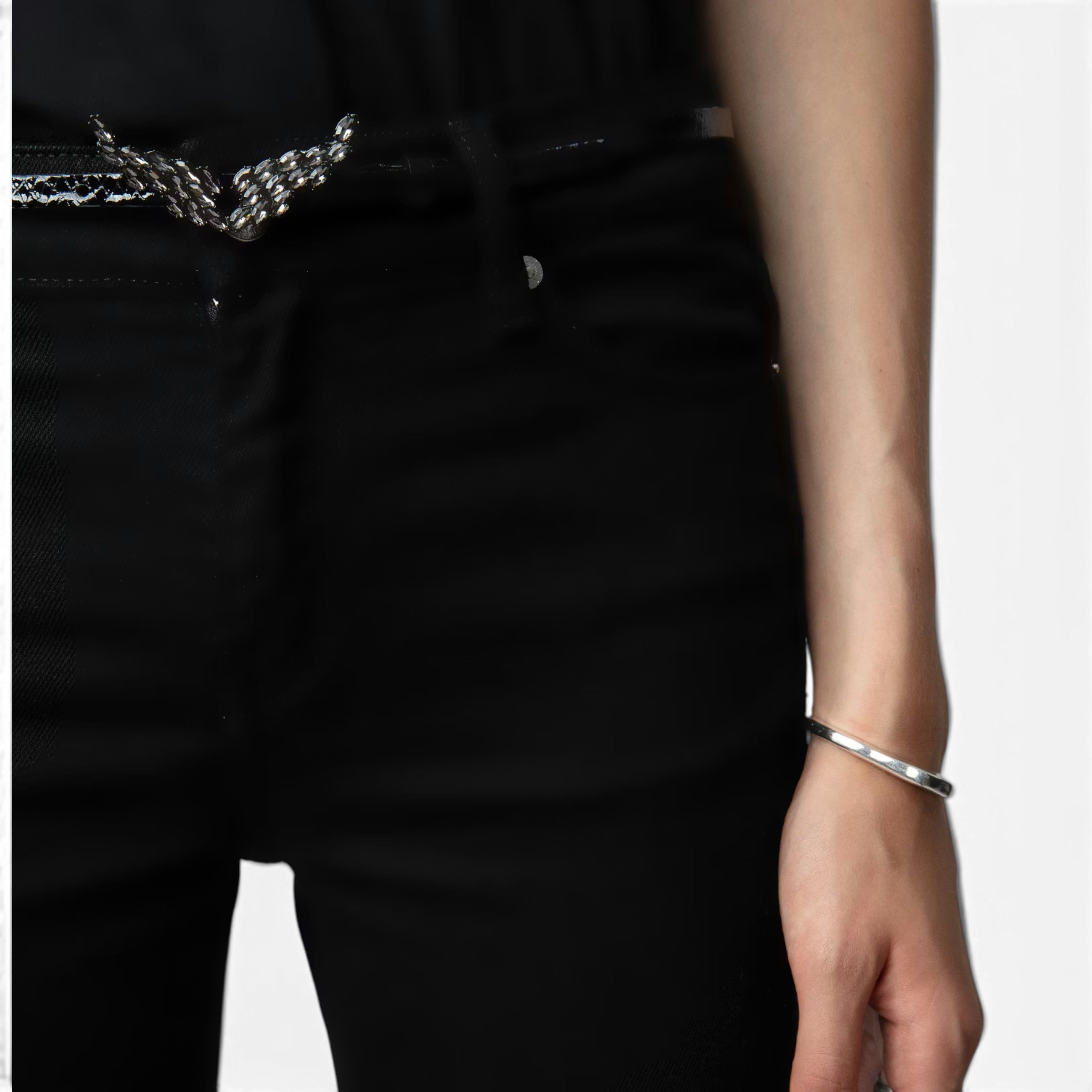 Zadig & Voltaire ZADIG & VOLTAIRE CRYSTAL LOGO LEATHER BELT Size ONE SIZE - 4 Thumbnail