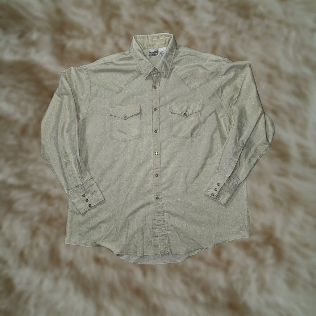 Express VINTAGE Express Riders Shirt Mens XL Sandstone Geometric Western Pearl Snap USA Size US XL / EU 56 / 4 - 1 Thumbnail