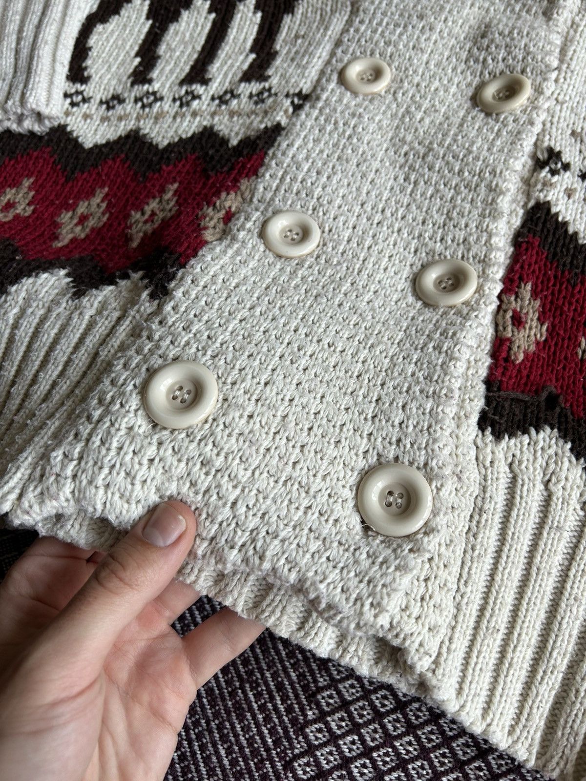 Vintage Vintage Cowichan Sweater 60/70s Hand Knitted Unisex Size S/M Size US S / EU 44-46 / 1 - 4 Thumbnail
