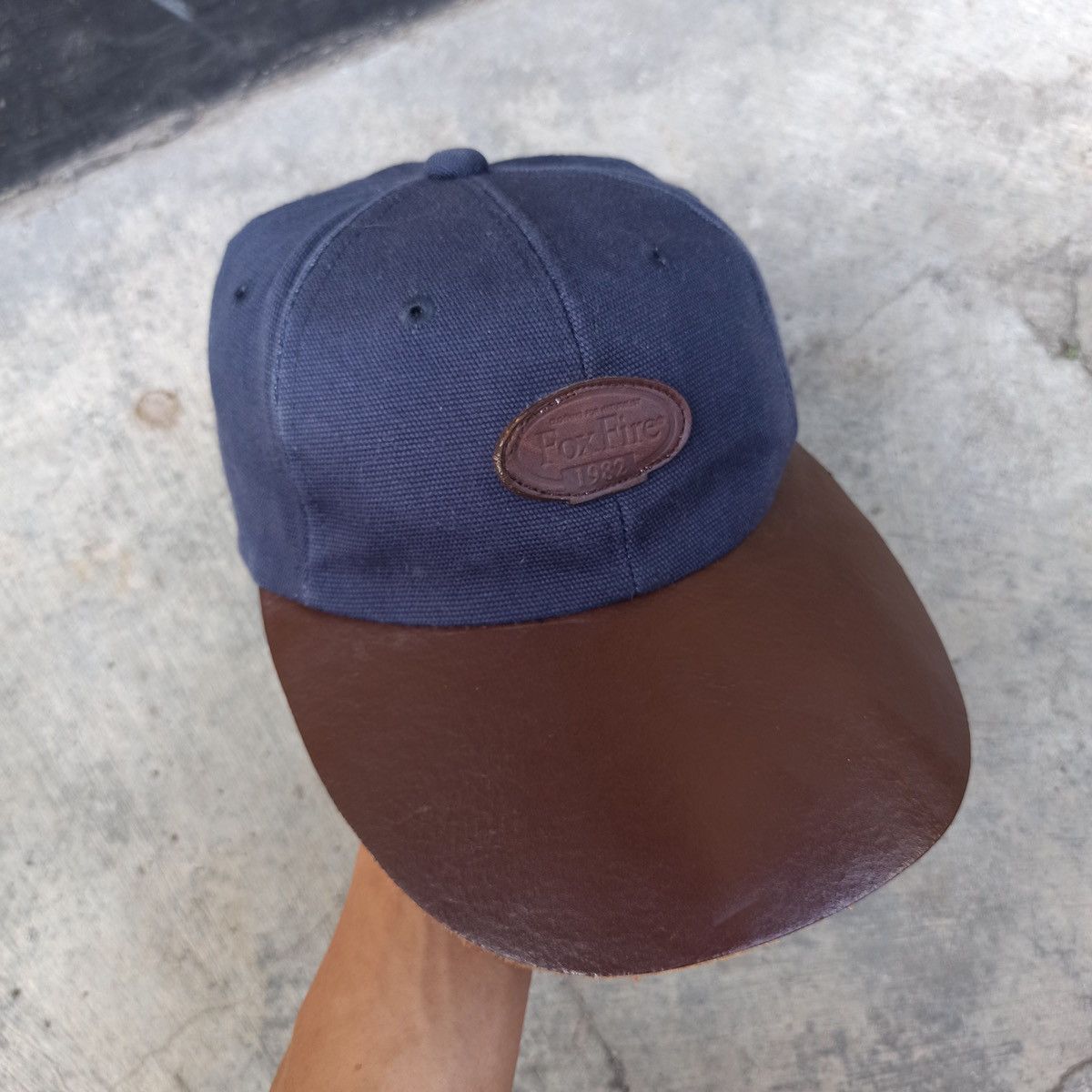 Leather × Vintage Fox fire hat with bold leather visor Size ONE SIZE - 1 Thumbnail