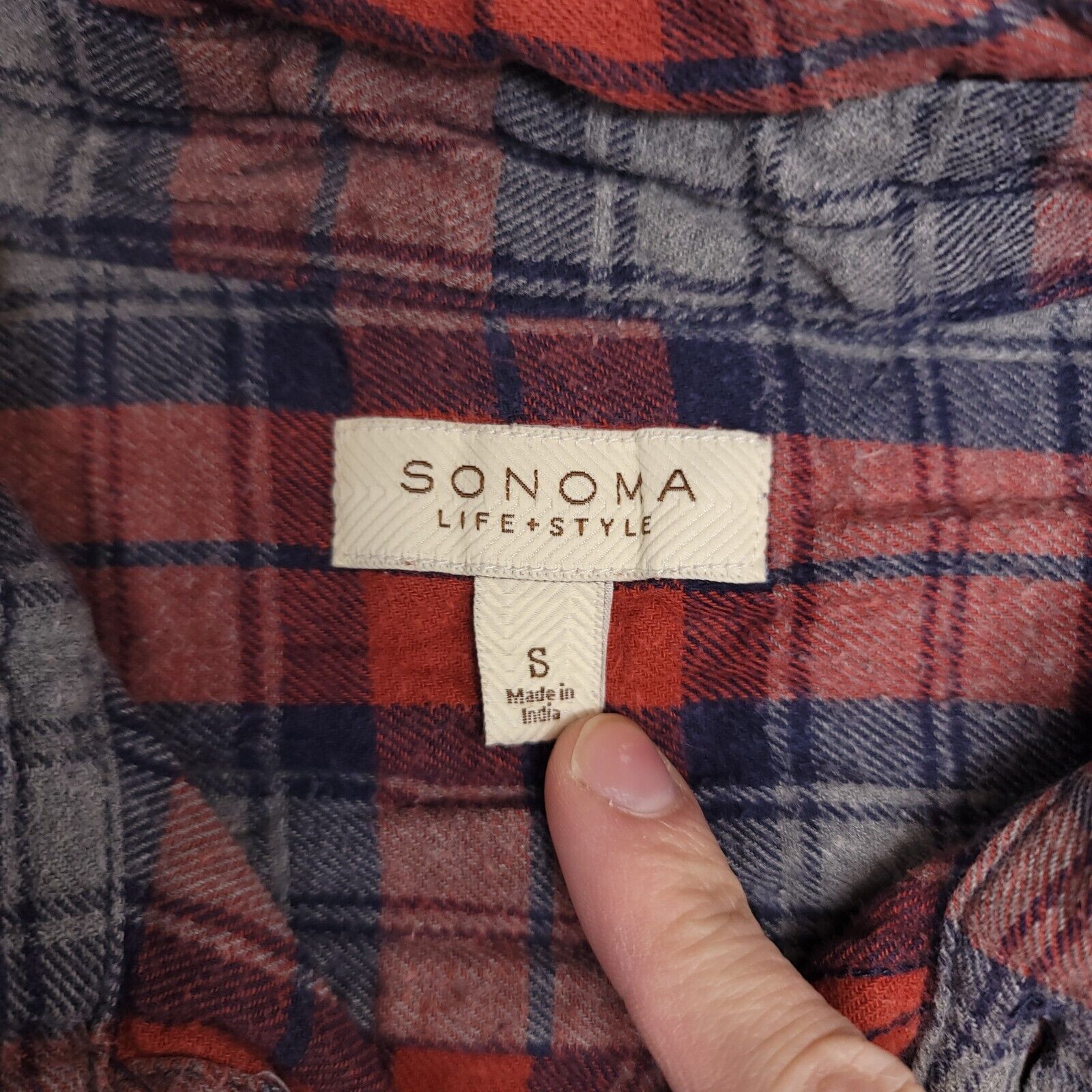 Sonoma Sonoma Tartan Flannel Button Up Shirt Men Size S Orange Gray Size US S / EU 44-46 / 1 - 3 Thumbnail