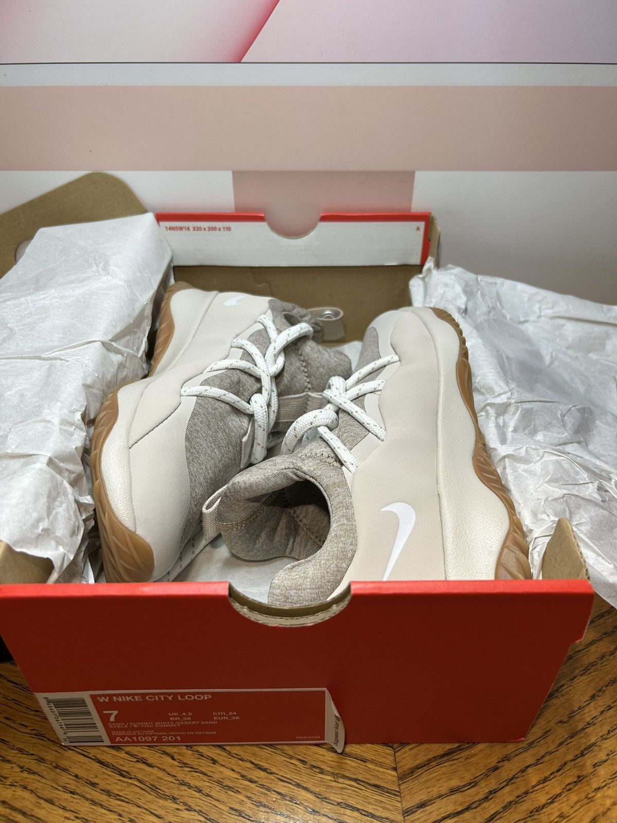 Nike Size 7- Nike City Loop Running Shoes Desert Sand White-Gum Size US 7 / IT 37 - 7 Thumbnail