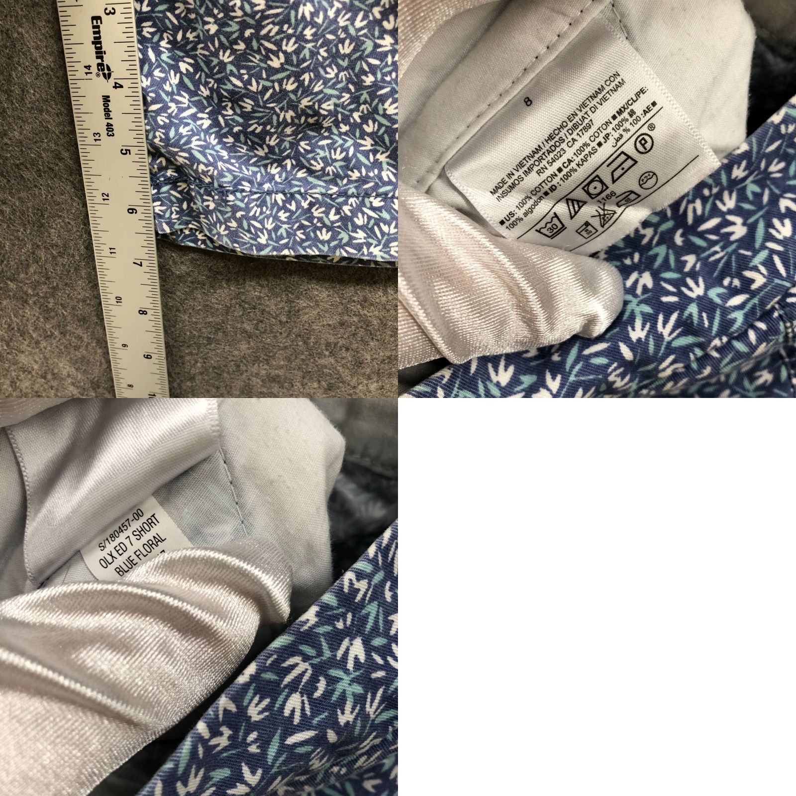 Old Navy OLD NAVY Floral Chino Shorts Womens Size 8 Blue Mid Rise Cotton Spring Summer Size 30" / US 8 / IT 44 - 8 Thumbnail