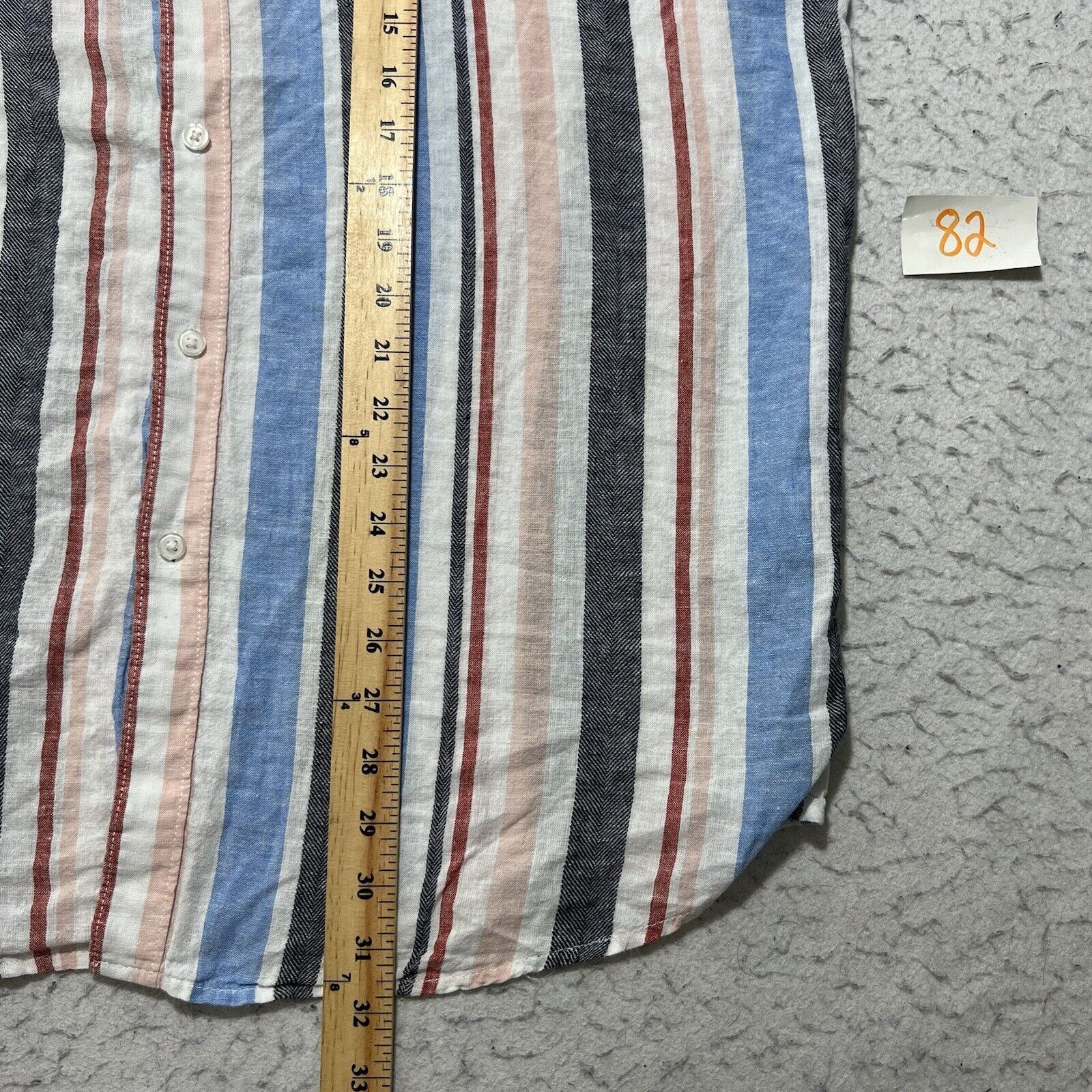 Other Sun StoneLinen Blend Button Up Shirt Short Sleeve Striped Size US XXL / EU 58 / 5 - 9 Thumbnail