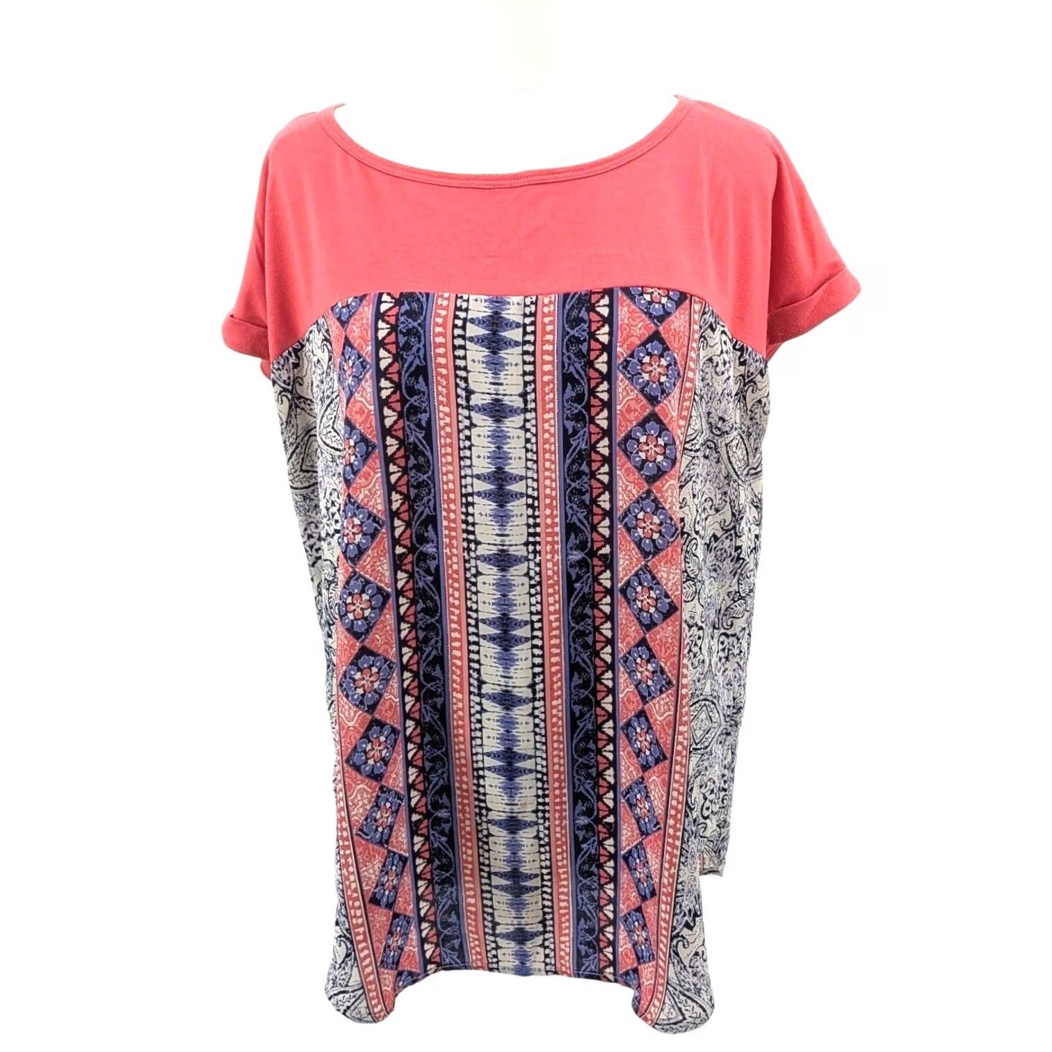 Vintage Boho Coral Blouse - Lightweight Top Size XL / US 12-14 / IT 48-50 - 2 Thumbnail