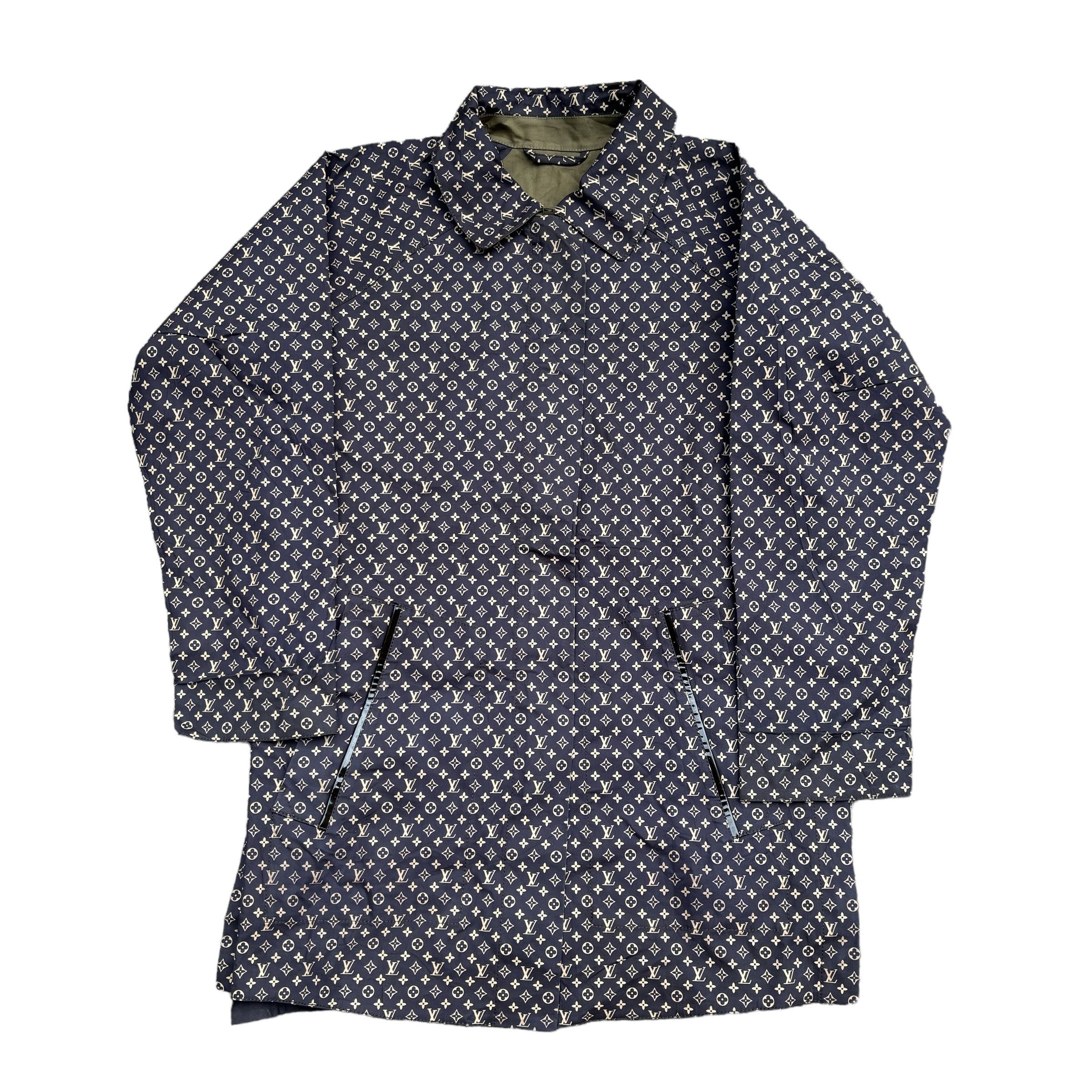 image of Louis Vuitton Monorgam Reversible Waterproof Parka in Green, Women's (Size Medium)