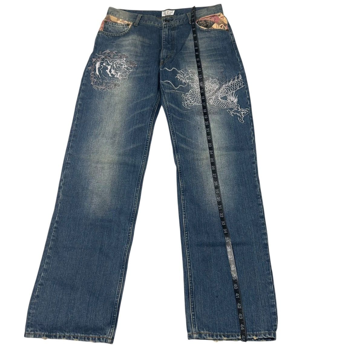 Karakuri Tamashii 512 Karakuri Tamashii jeans embroidered denim blue archive Size US 33 - 23 Thumbnail
