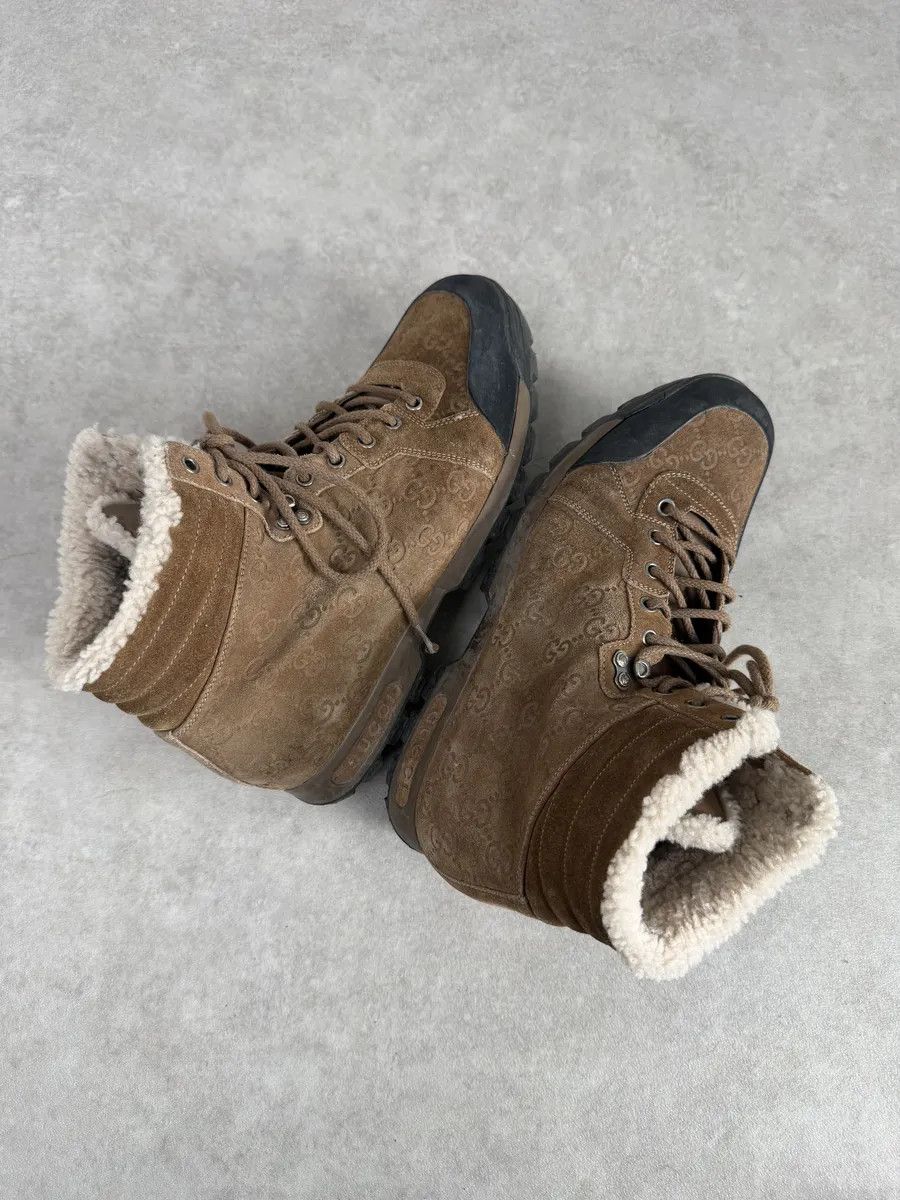 Gucci 2000s Gucci Brown Nebraska Monogram Hiking Boots Size US 12 / EU 45 - 9 Thumbnail