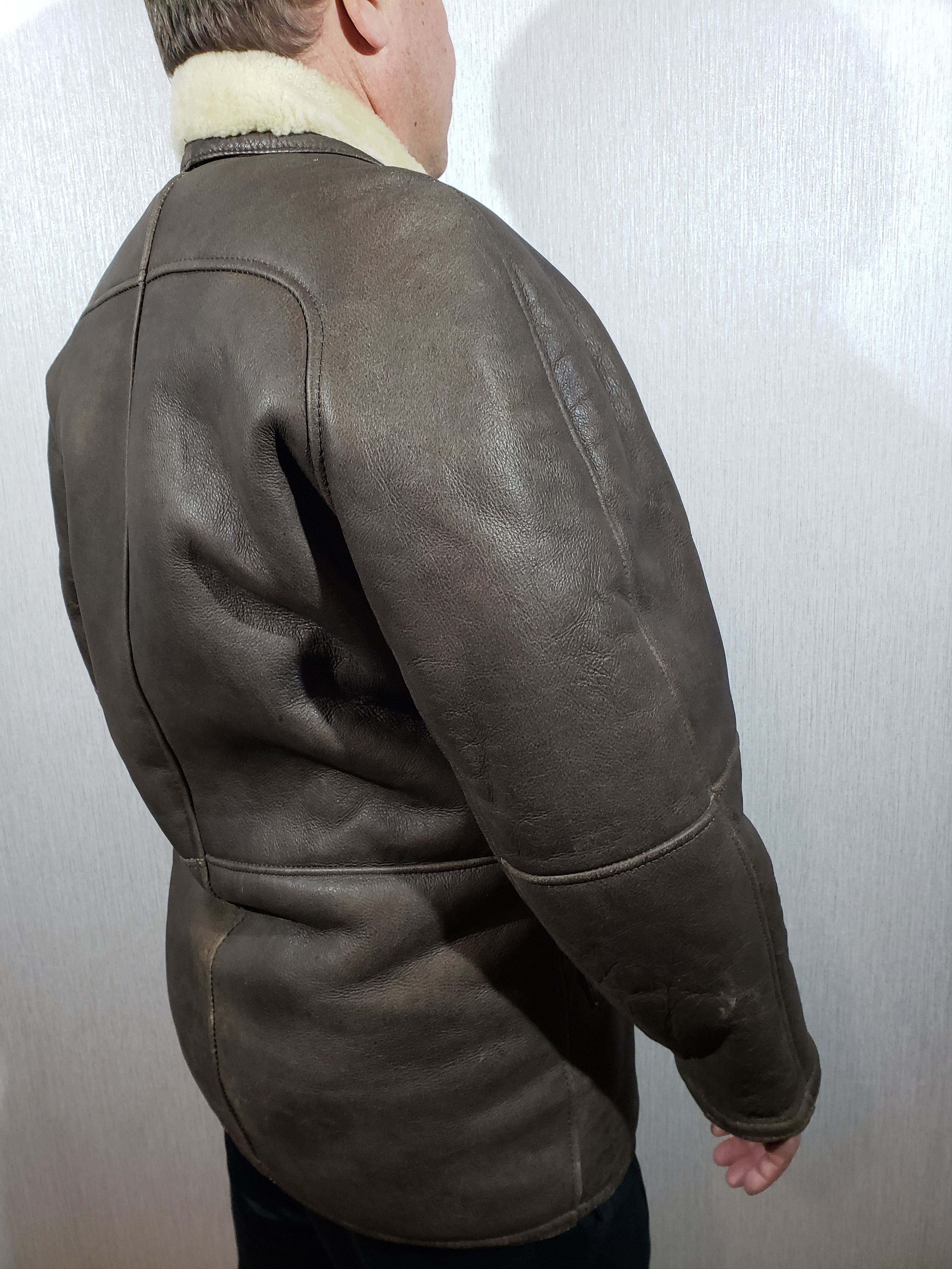 Other Brown men's sheepskin coat with buttons. Size US L / EU 52-54 / 3 - 5 Thumbnail
