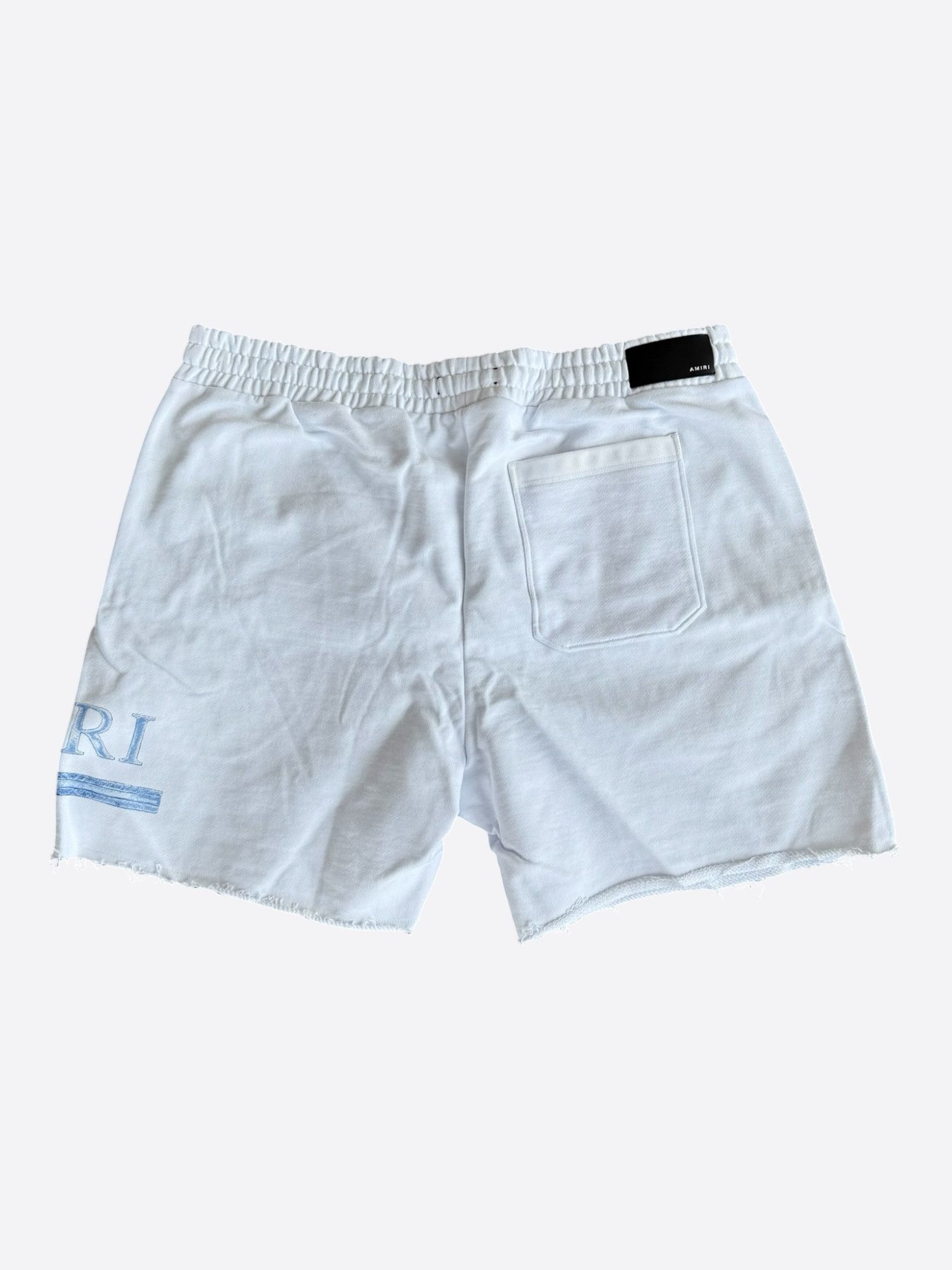 Amiri Amiri White & Blue MA Watercolor Bar Logo Shorts Size US 36 / EU 52 - 2 Thumbnail