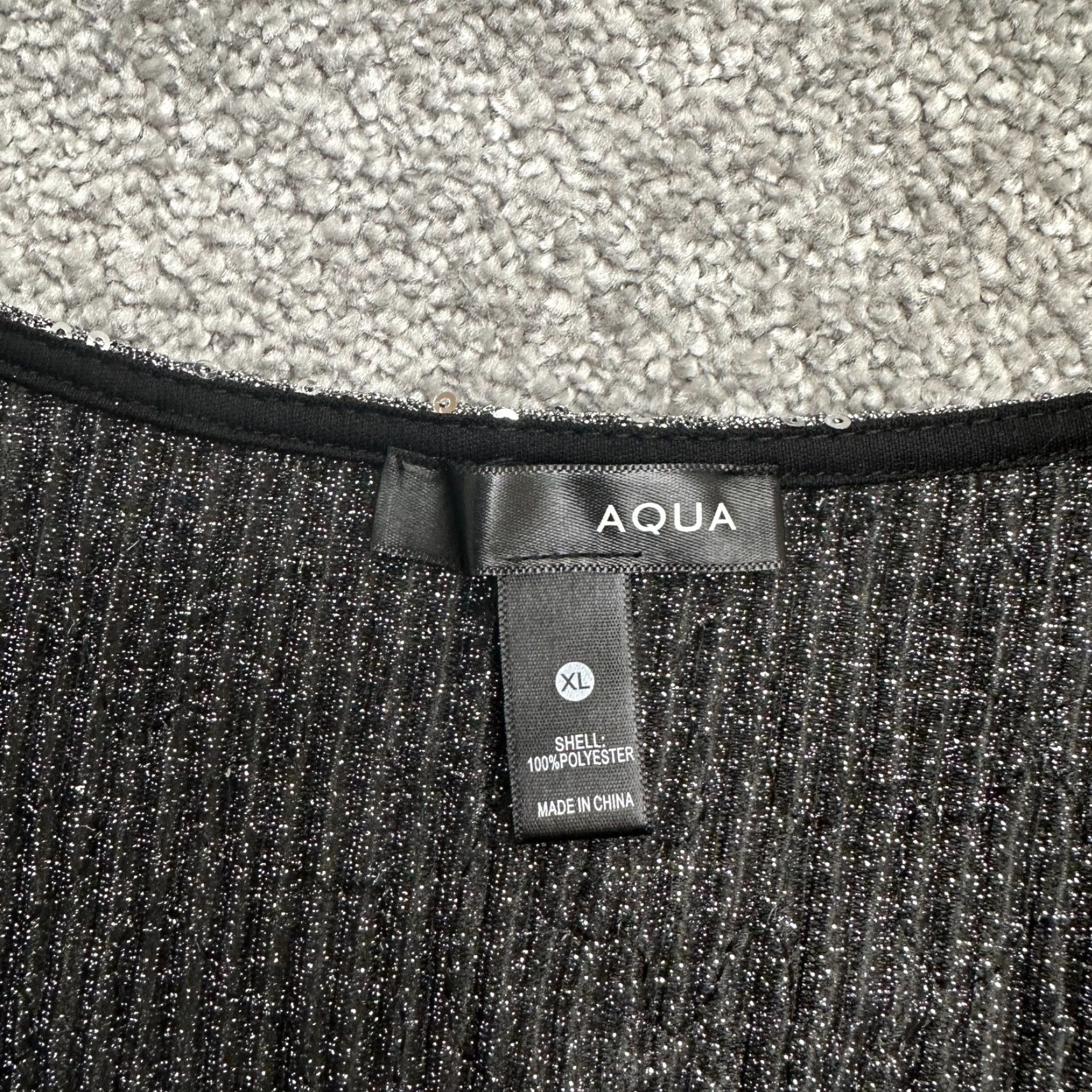 AQUA Aqua Blouse Womens XL Black Cropped V-Neck Twisted Metallic Glitter Knit Party Cropped Top Size XL / US 12-14 / IT 48-50 - 4 Thumbnail