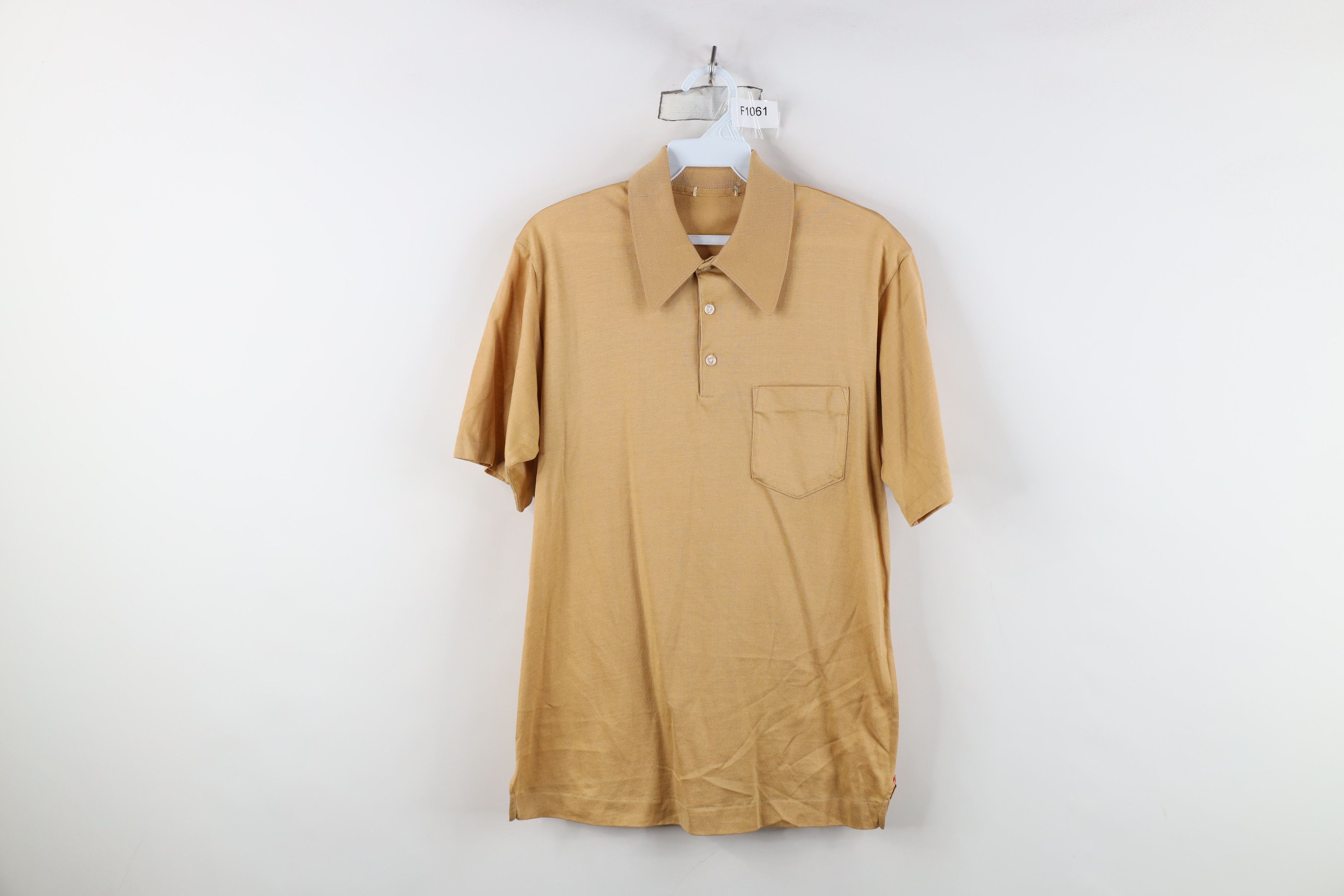 Vintage Vintage 50s 60s Ban Lon Knit Pocket Polo Shirt Beige USA Size US M / EU 48-50 / 2 - 1 Thumbnail