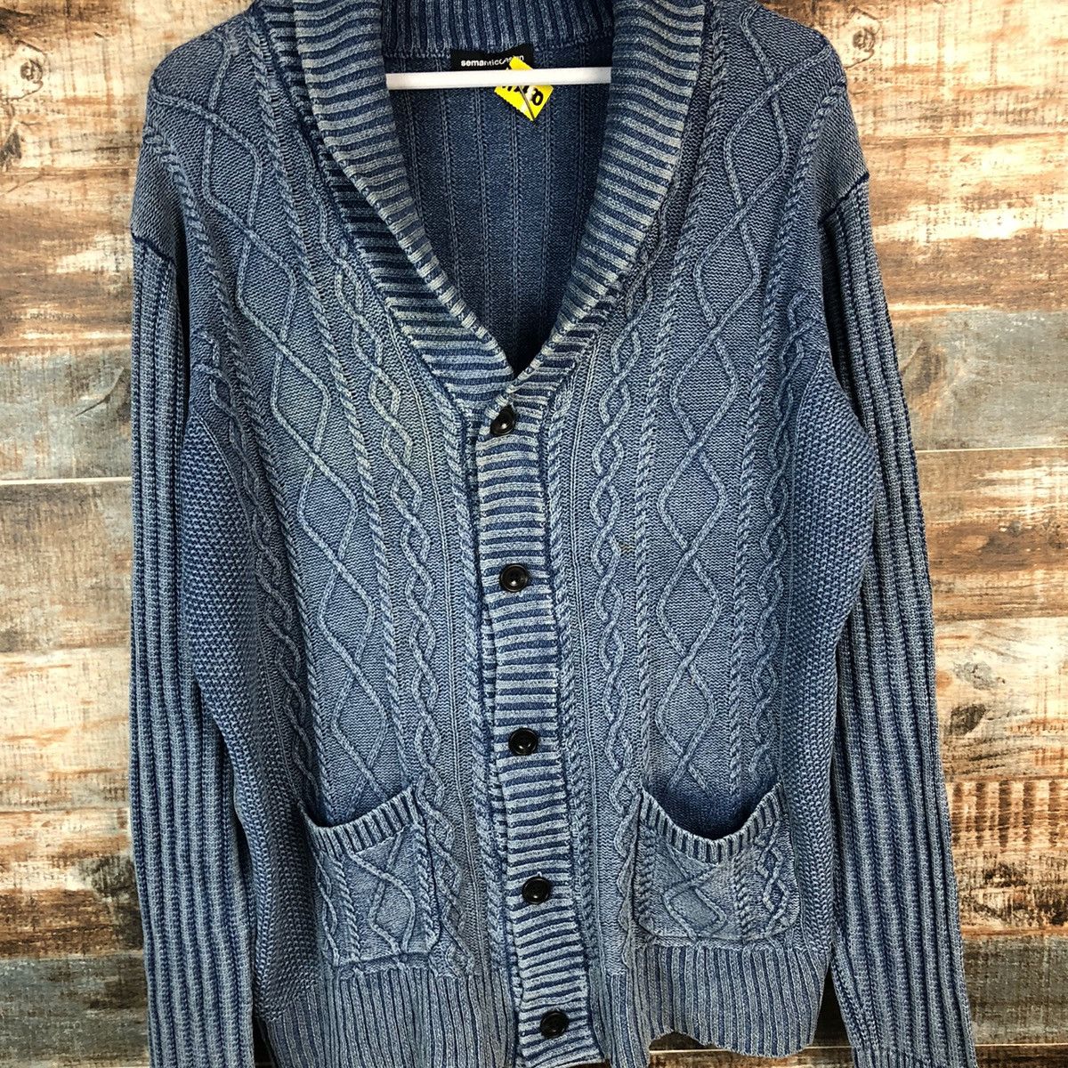 Faded Glory D Semantic Design faded Blue Cardigan Knitwear #A2250 Size US XL / EU 56 / 4 - 4 Thumbnail