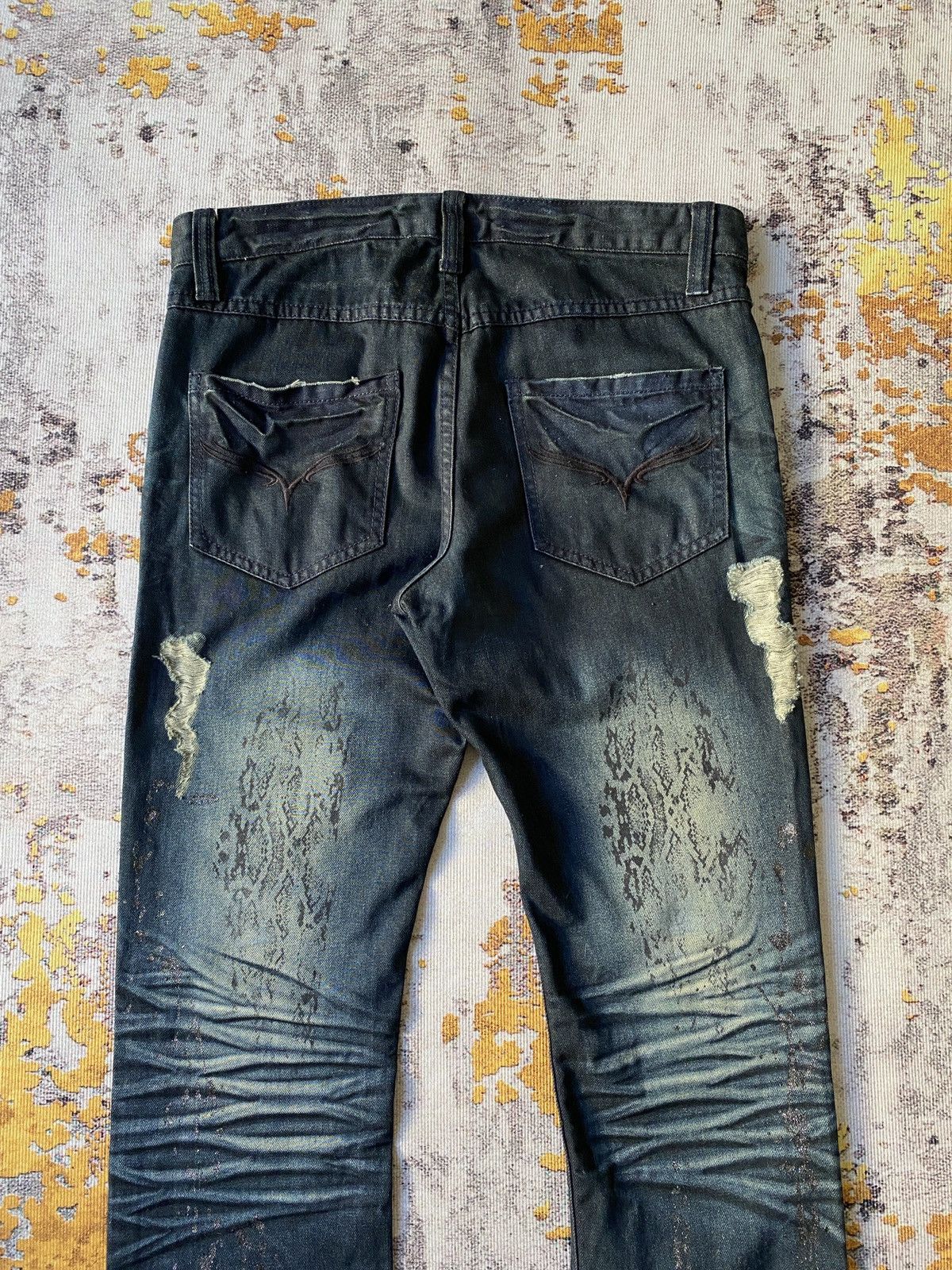 Japanese Brand Vice Fairy Claws Marks Design Gothic Punk Distressed Denim Size US 31 - 13 Thumbnail