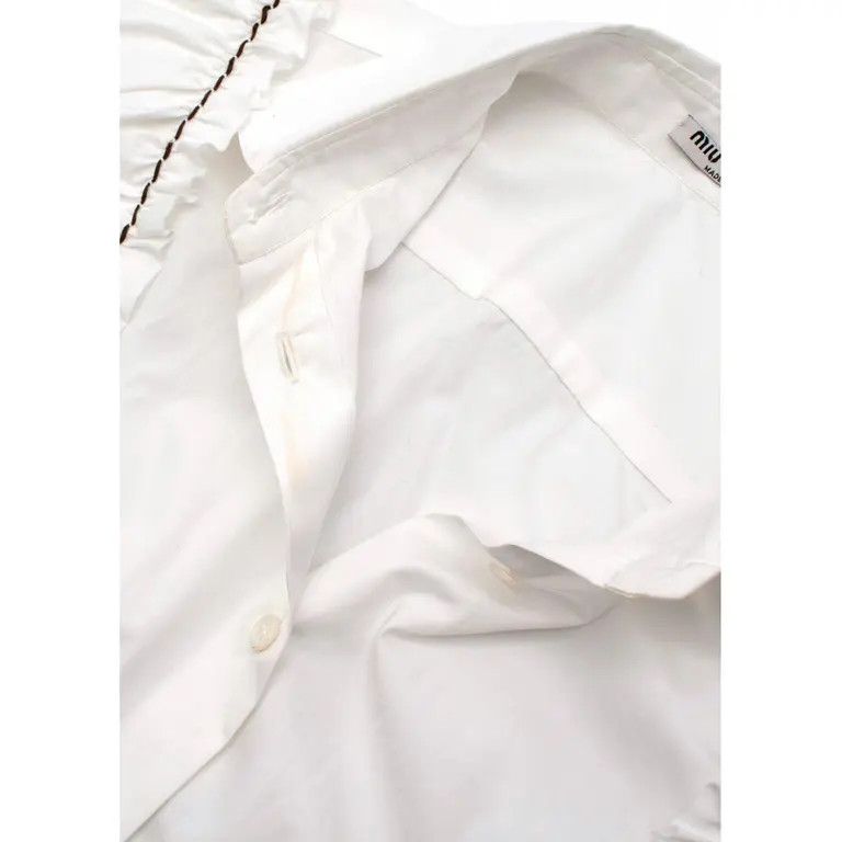 Miu Miu o1la1rc1a0724 Blouse in White Size XXS / US 00 / IT 34 - 4 Thumbnail