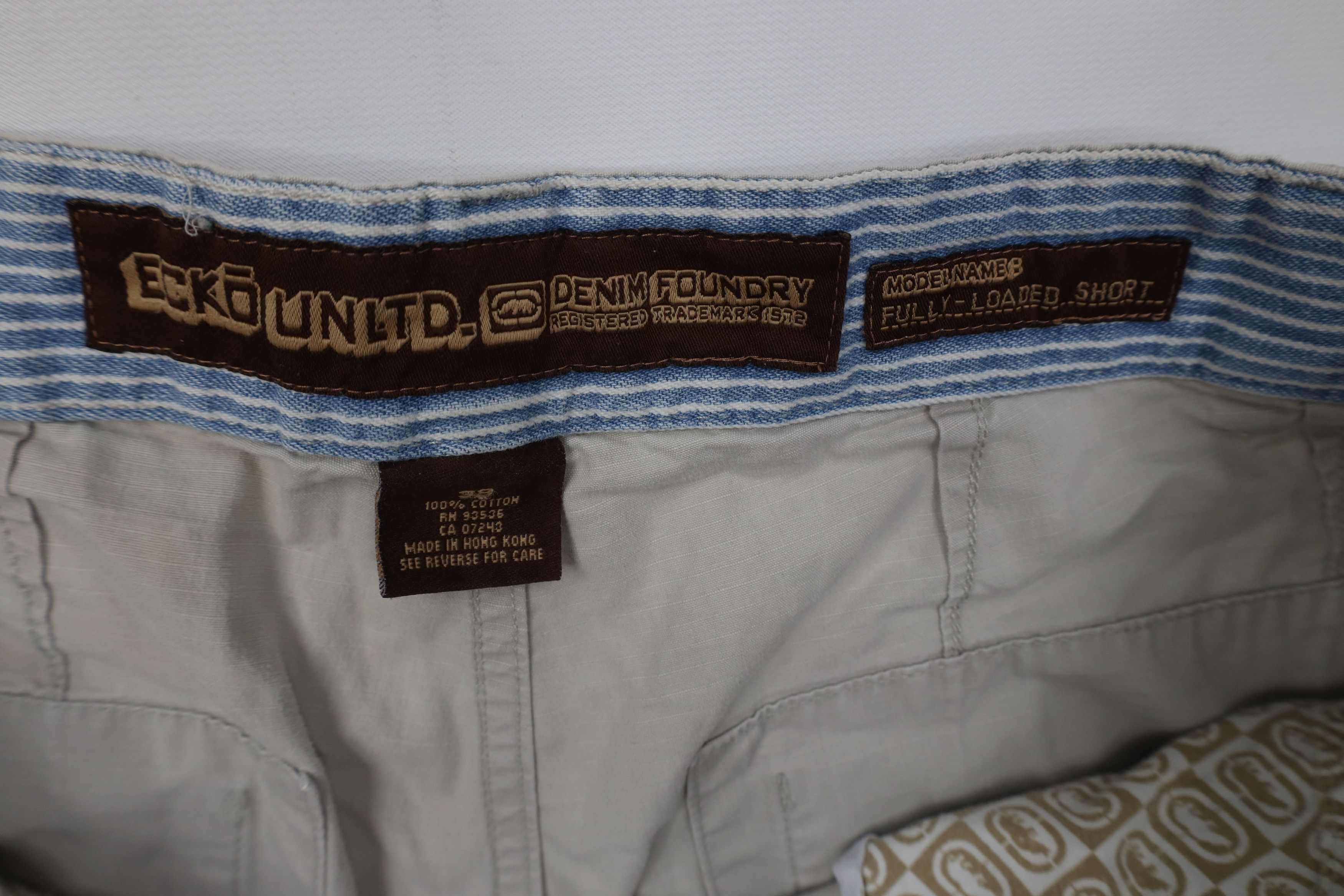 Ecko Unltd. Vintage 90s Y2K Ecko Baggy Ripstop Cargo Shorts Beige Cotton Size US 38 / EU 54 - 10 Thumbnail