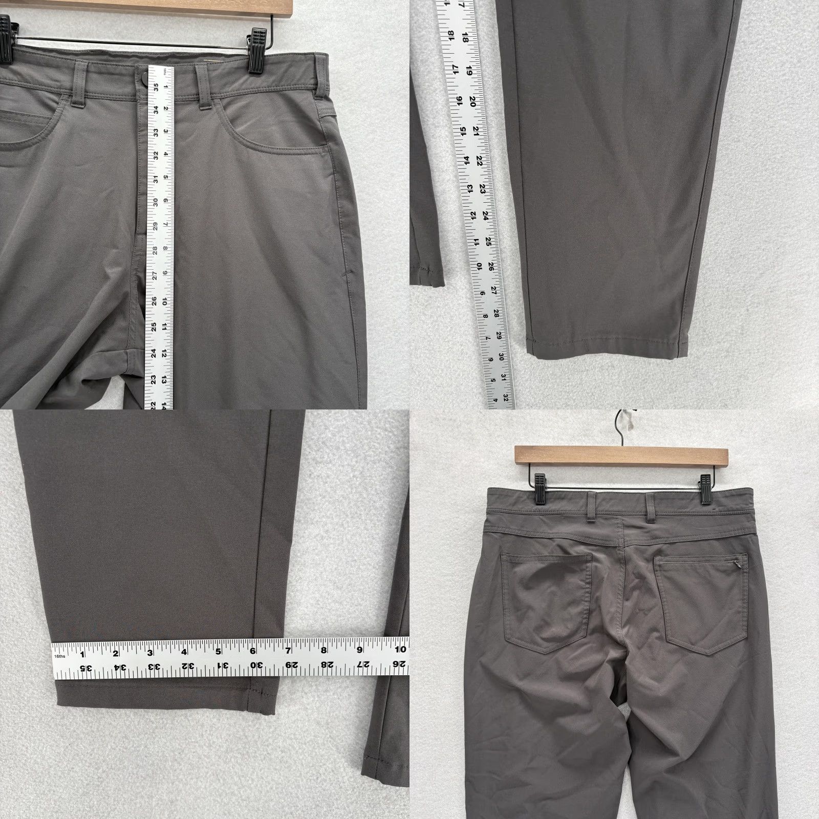 Mizzen+Main Mizzen+Main Helmsman Chino Pants Mens 33x30 Gray Slim Fit Stretch Tech Golf Chino Pockets 5-Pocket Solid Flat Front Zip Front Mens Size US 33 - 8 Thumbnail