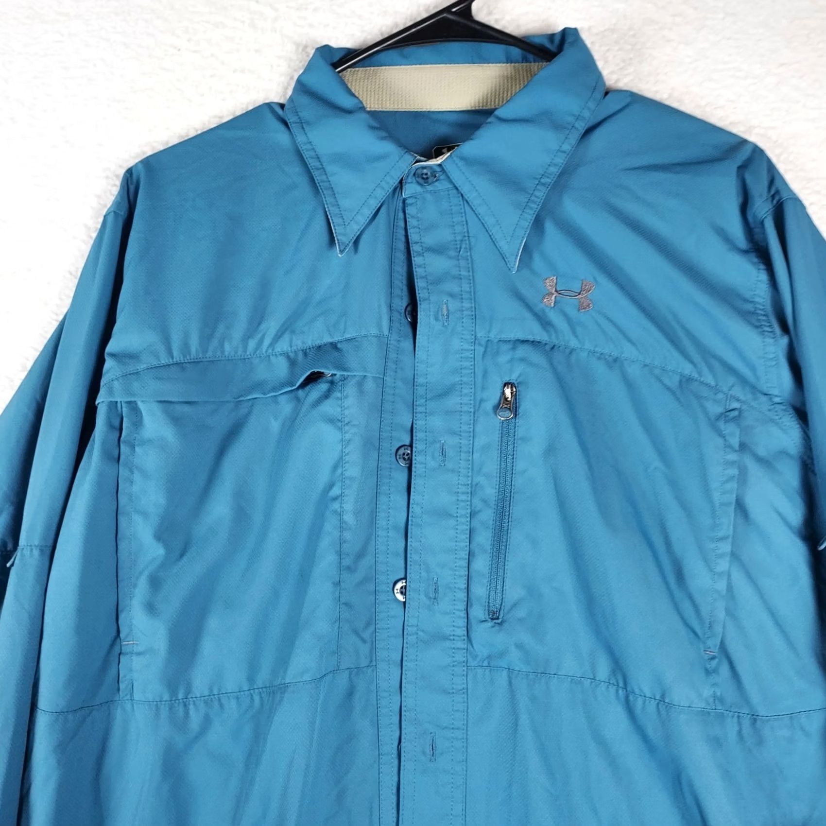 Under Armour Under Armour Men Long Sleeve Fishing Shirt Blue Medium Loose Fit Crew Neck Pullover Breathable Polyester Logo Size US M / EU 48-50 / 2 - 3 Thumbnail