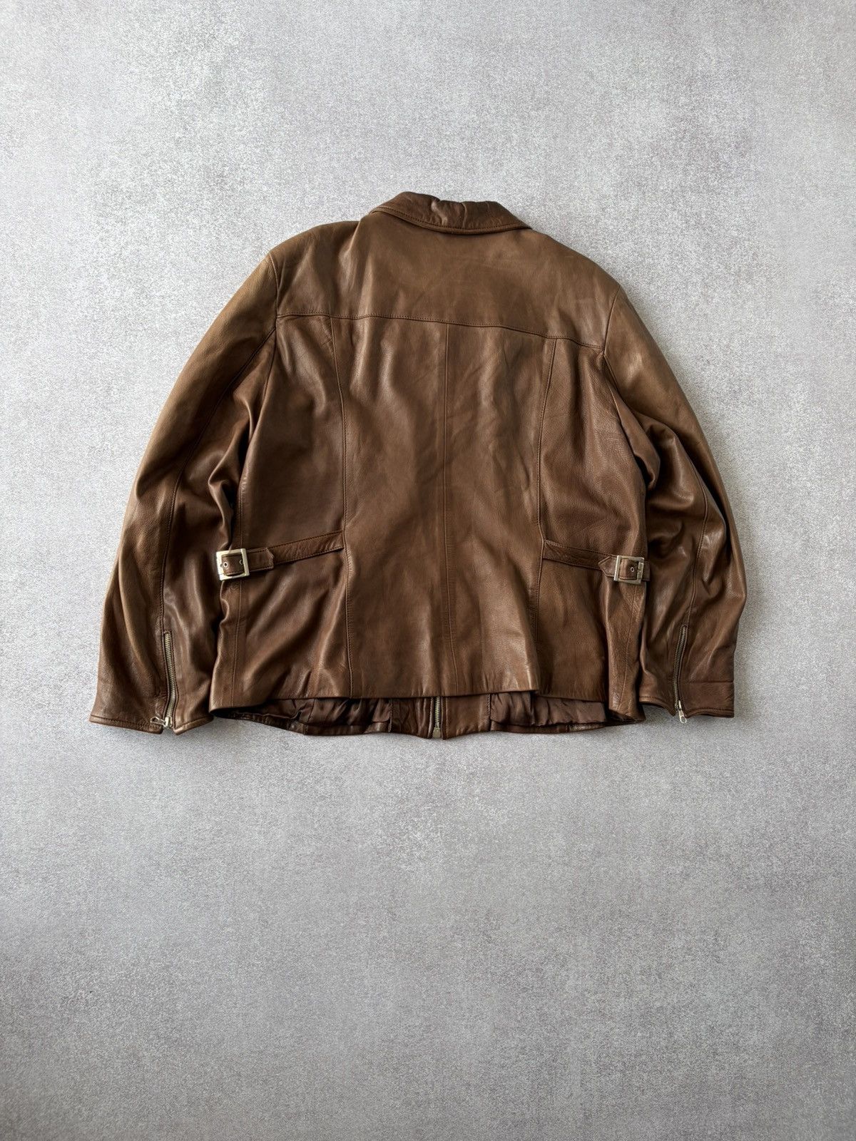 Vera Pelle VTG Vera Pelle Leather Zip Brown Jacket Straps Antique Style Size US XL / EU 56 / 4 - 5 Thumbnail
